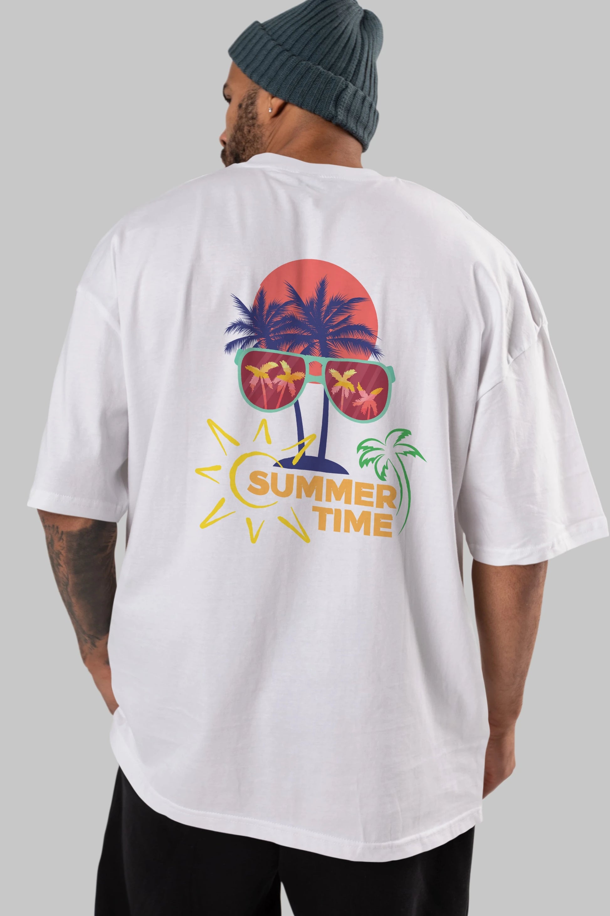 Summer Time Yazılı Arka Baskılı Oversize t-shirt Erkek Kadın Unisex