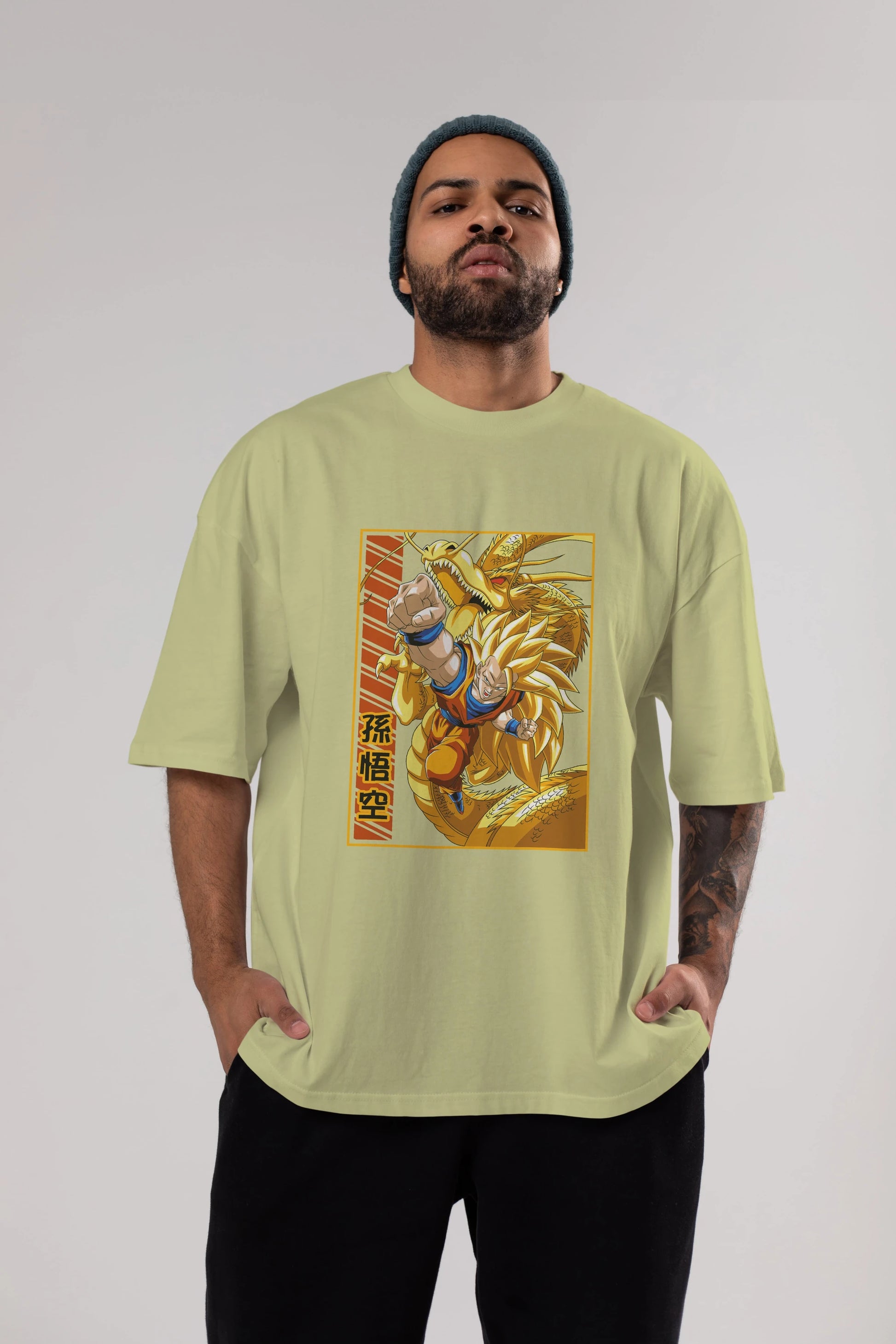 DragonBall Goku Anime Ön Baskılı Oversize t-shirt %100 pamuk Erkek Kadın Unisex