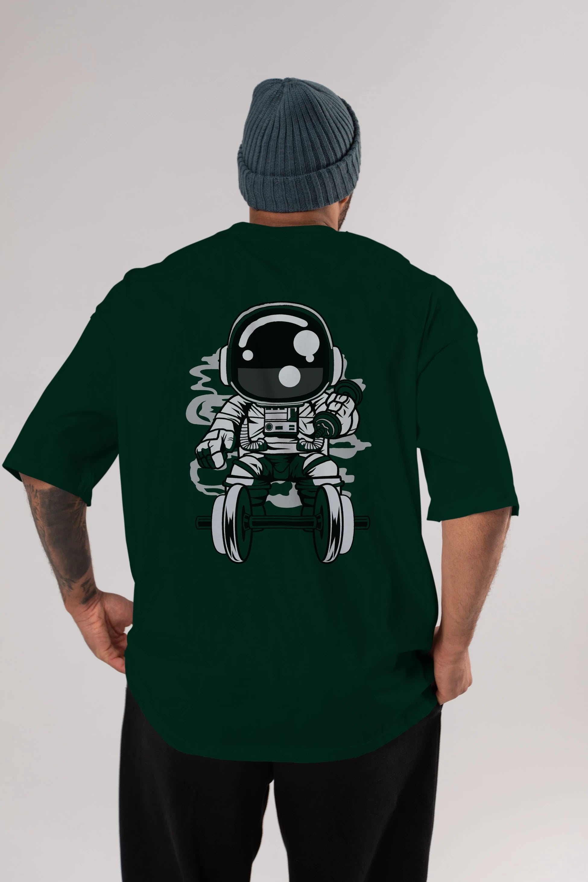 Astronaut Gym Arka Baskılı Oversize t-shirt Erkek Kadın Unisex