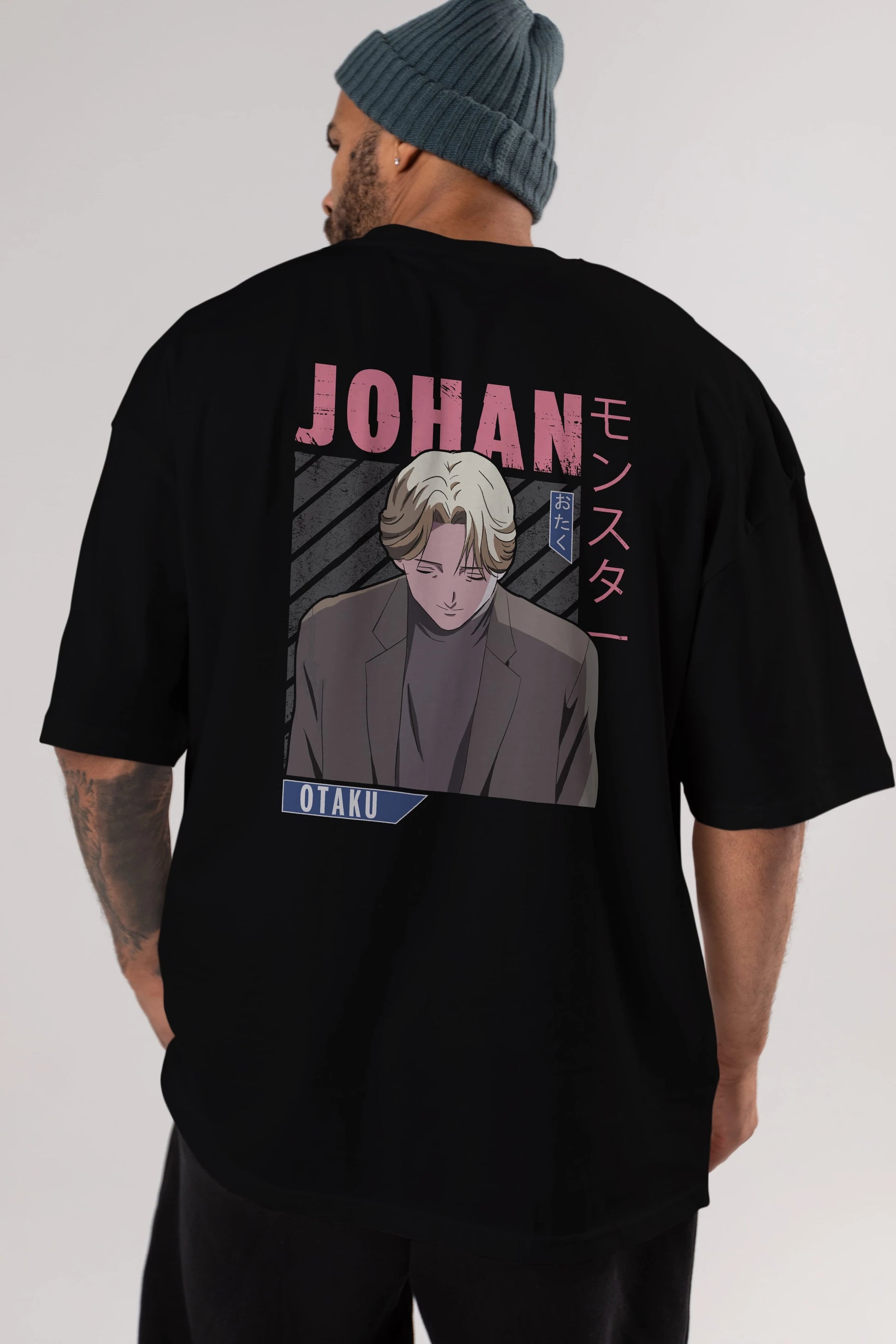 Johan Liebert MONSTER Anime Arka Baskılı Oversize t-shirt Erkek Kadın Unisex