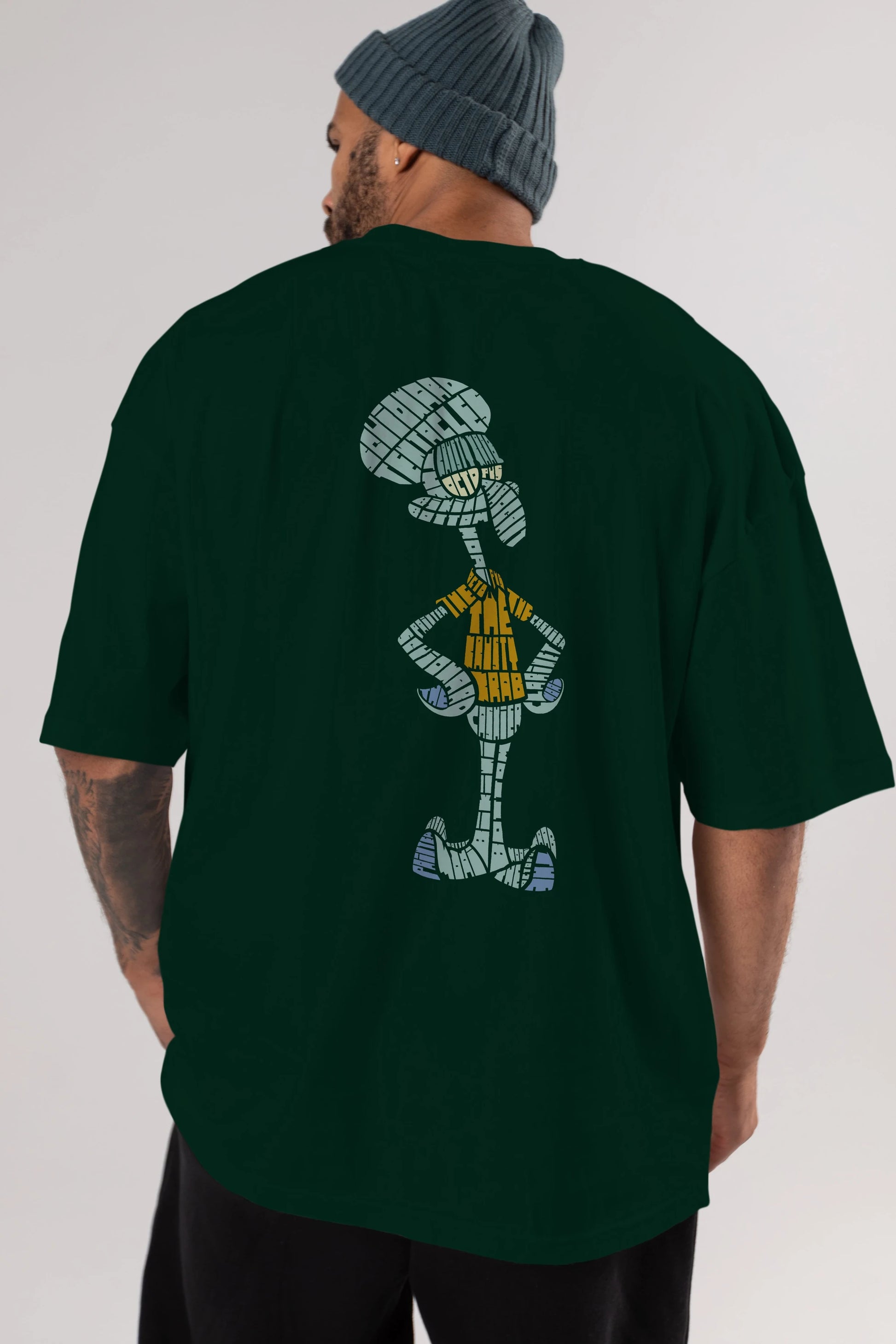 Squidward Arka Baskılı Oversize t-shirt %100 pamuk Erkek Kadın Unisex