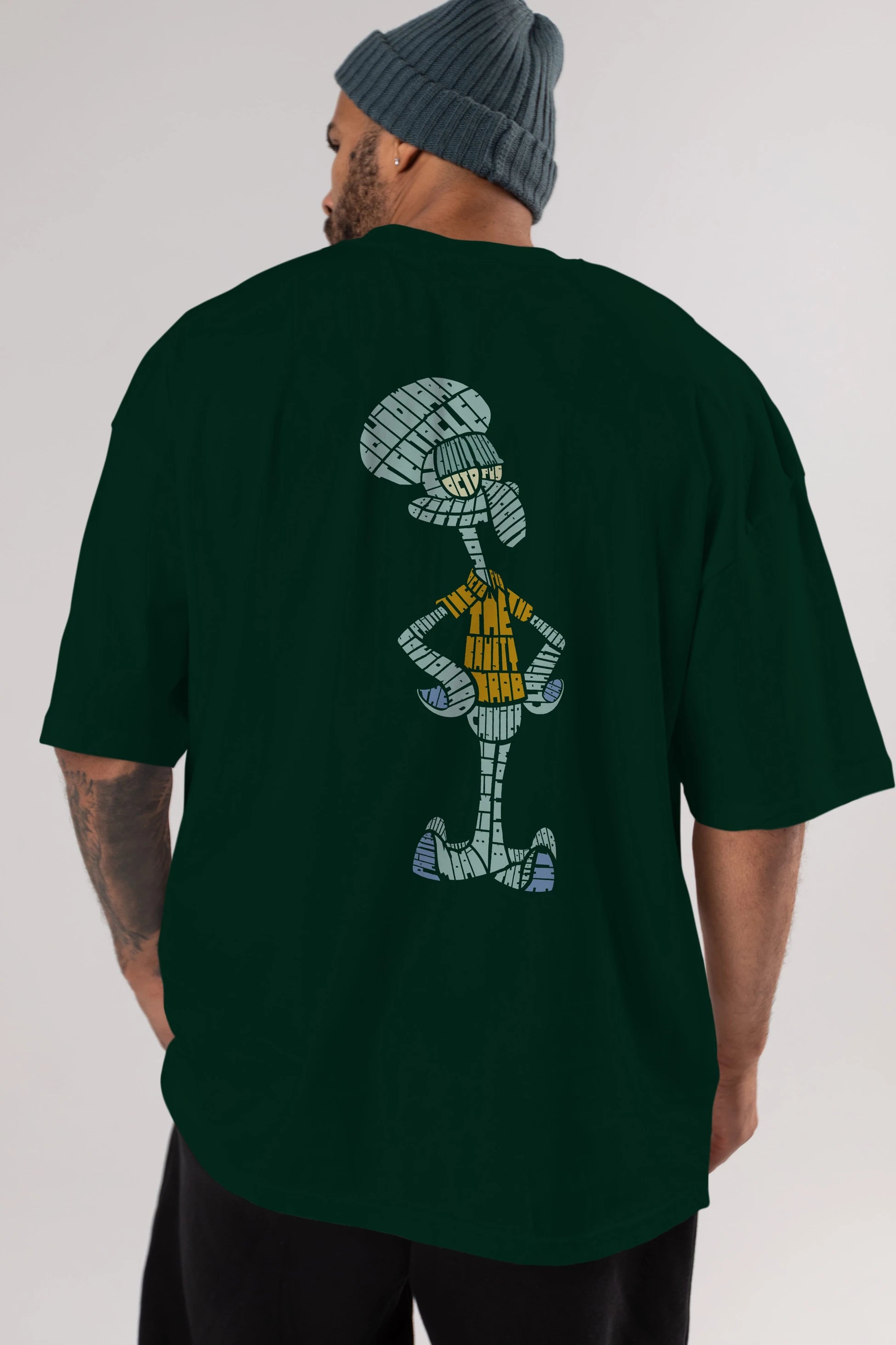 Squidward Arka Baskılı Oversize t-shirt %100 pamuk Erkek Kadın Unisex