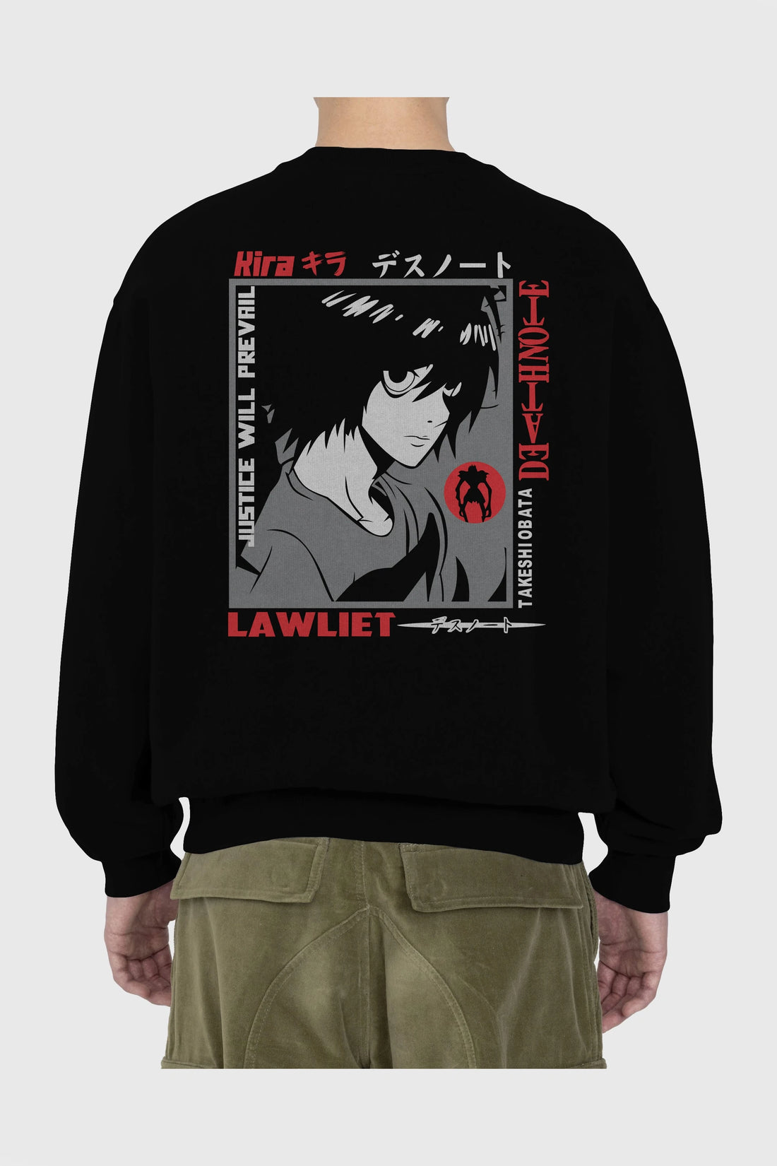 DEATH NOTE Anime Arka Baskılı Oversize Sweatshirt Erkek Kadın Unisex