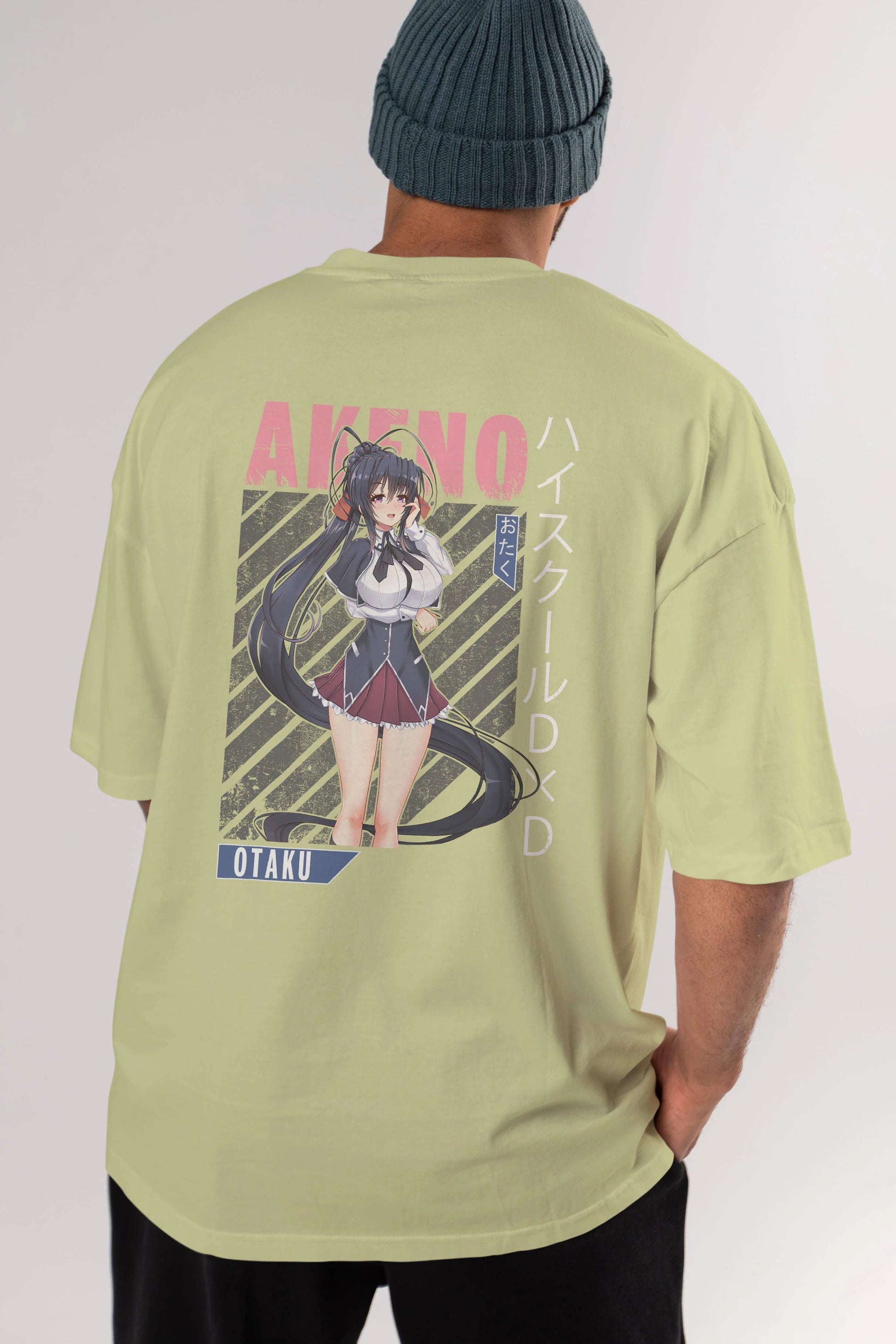 Akeno Himejima 4 Anime Arka Baskılı Oversize t-shirt Erkek Kadın Unisex