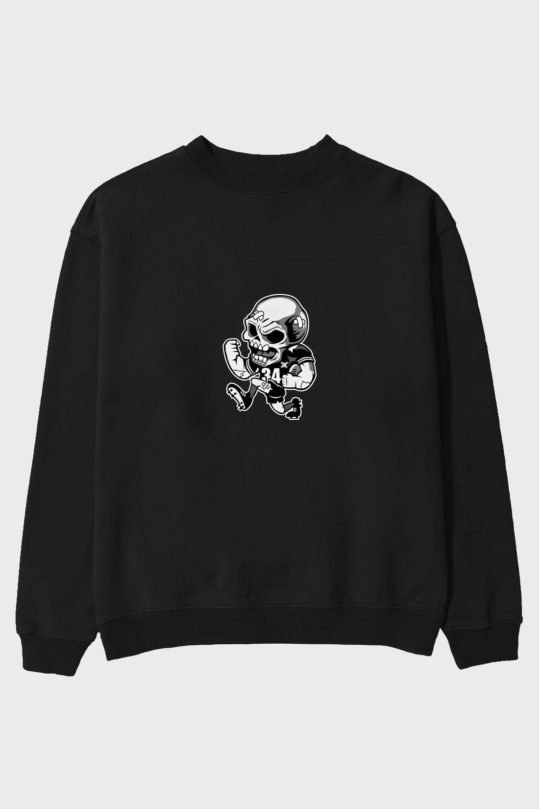 Skull Football Ön Baskılı Oversize Sweatshirt Erkek Kadın Unisex