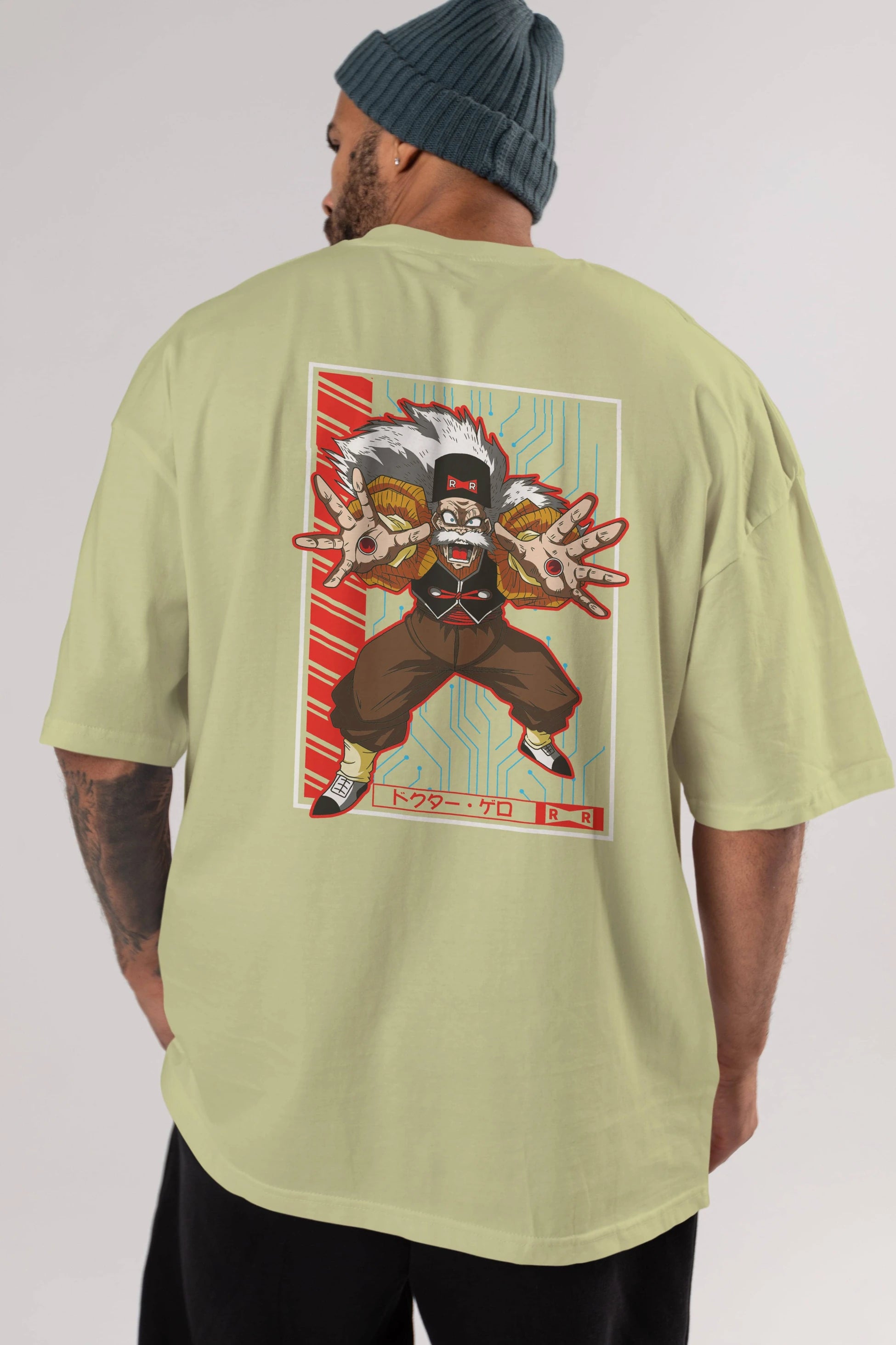 DragonBall DrMakigero Anime Arka Baskılı Oversize t-shirt Erkek Kadın Unisex