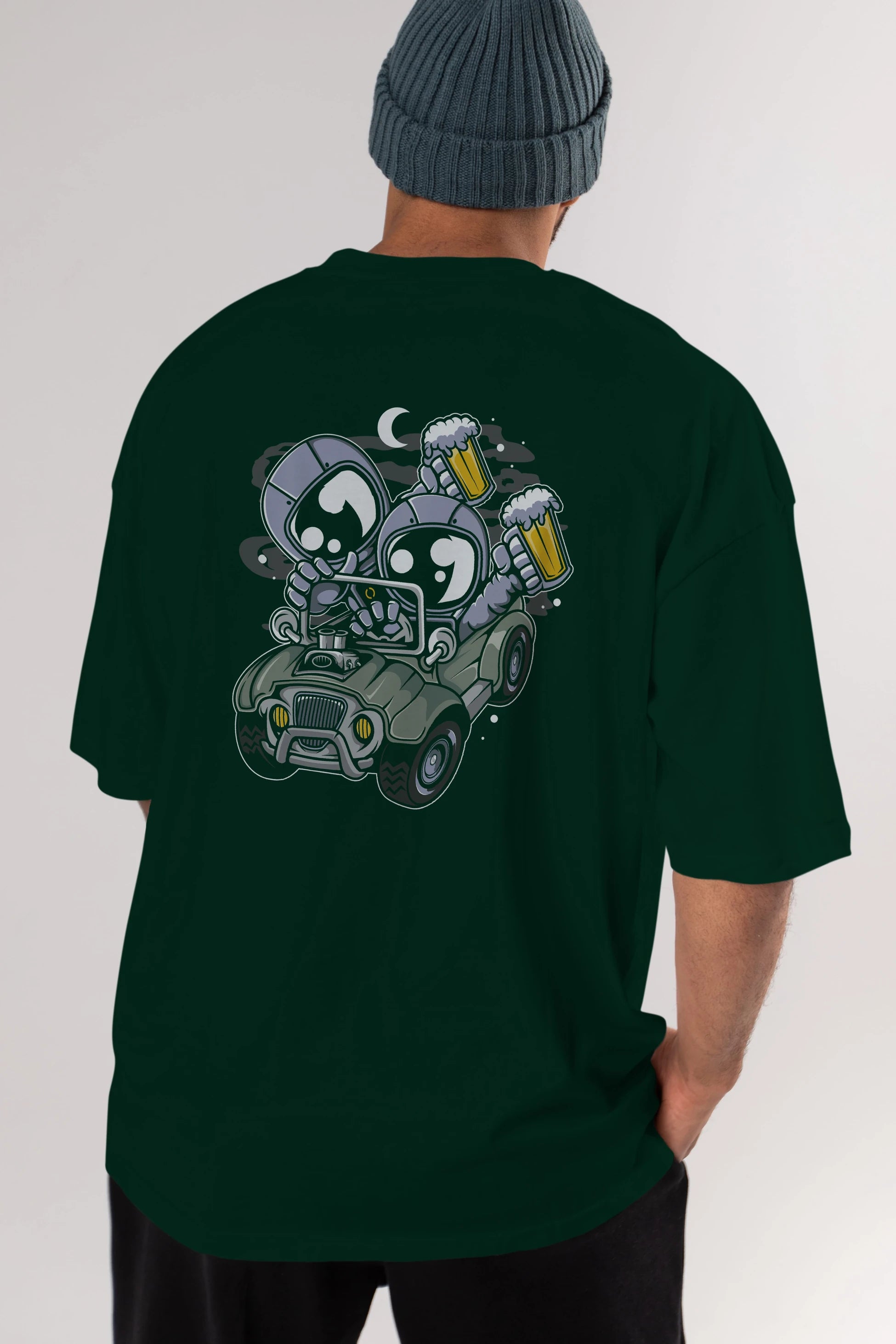 Astronaut Offroad Arka Baskılı Oversize t-shirt Erkek Kadın Unisex
