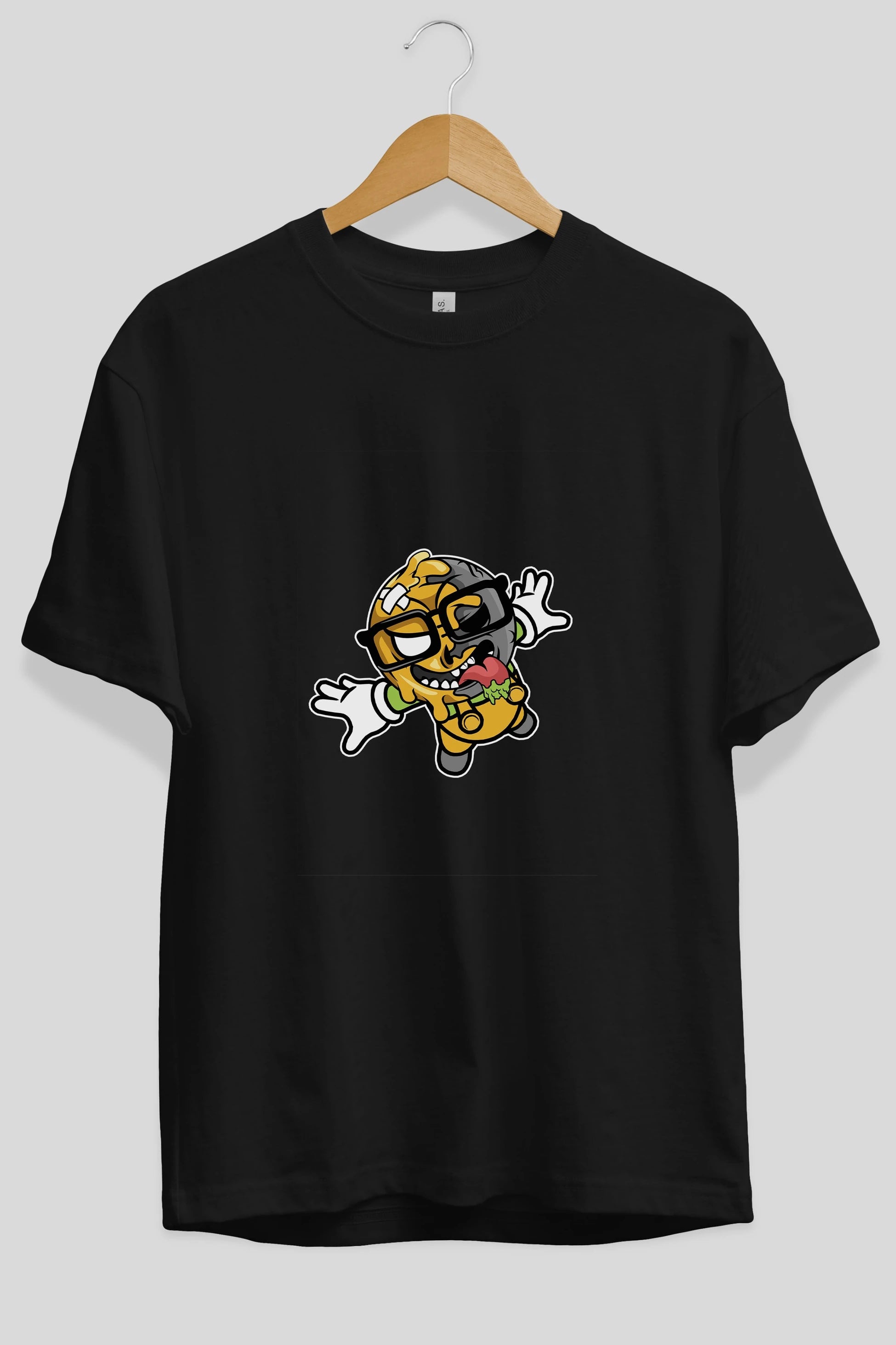 Smiley Jump Ön Baskılı Oversize t-shirt Erkek Kadın Unisex %100 Pamuk tişort