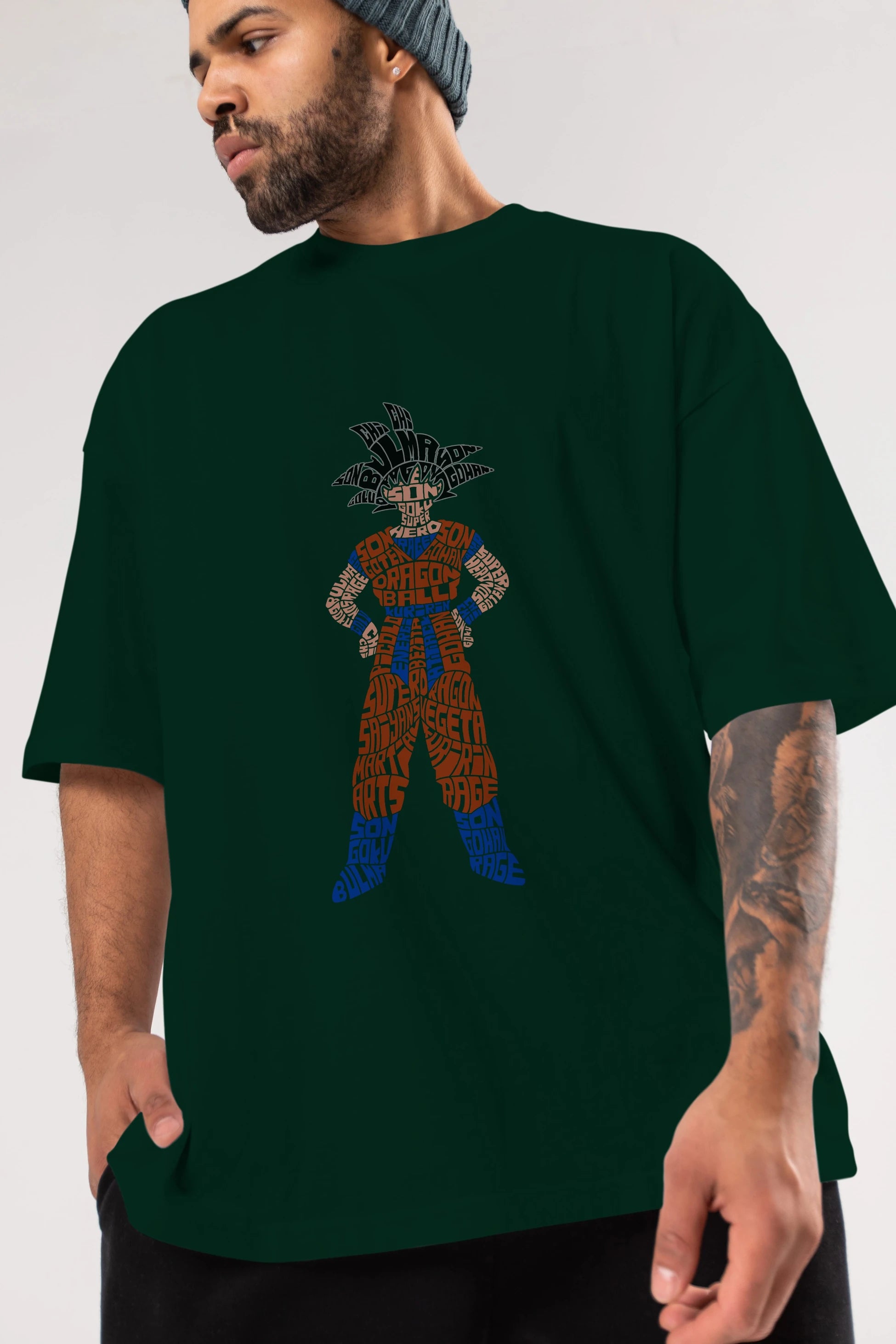 Goku Ön Baskılı Oversize t-shirt %100 pamuk Erkek Kadın Unisex