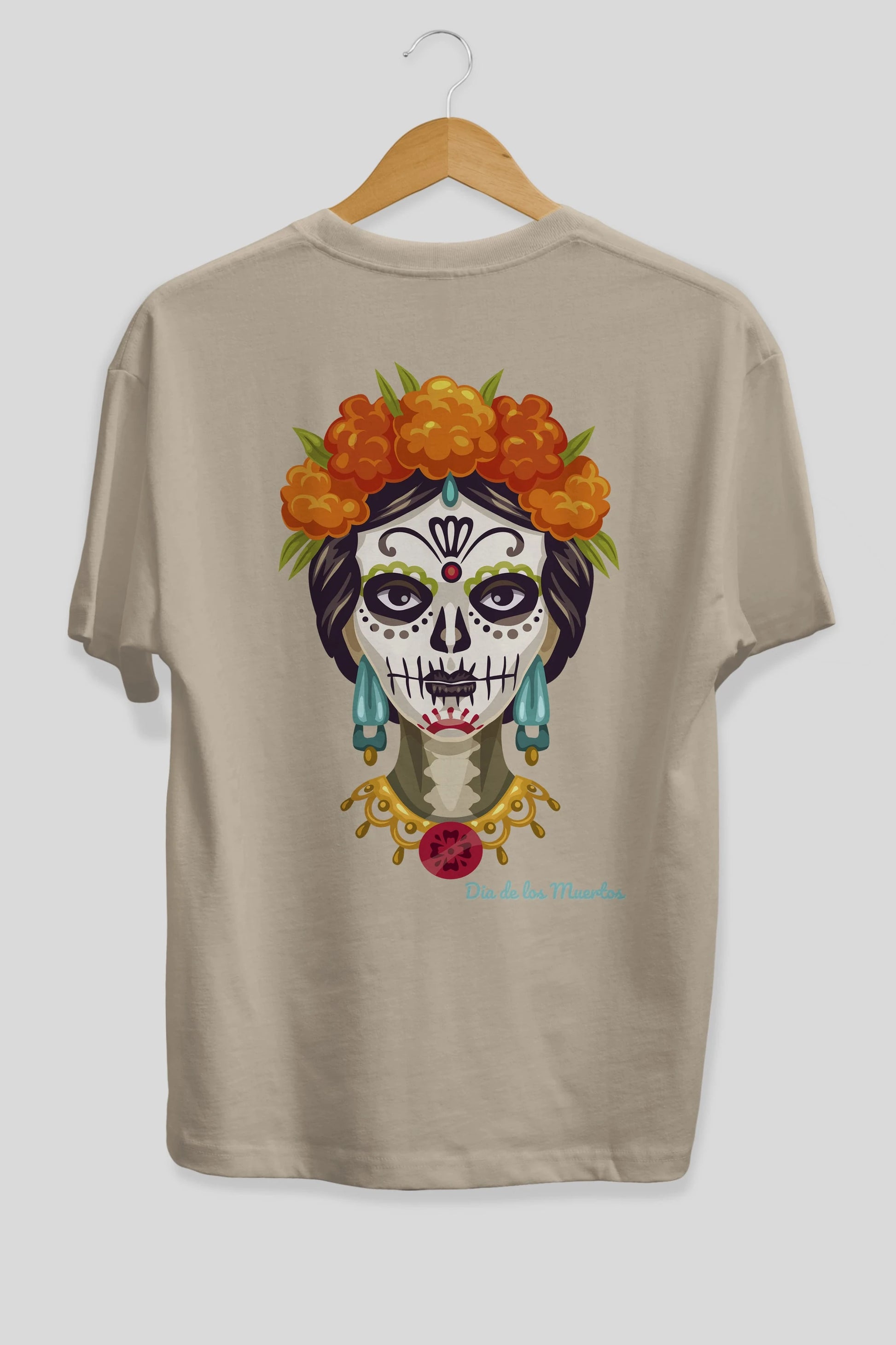Dia de los Muertos 2 Arka Baskılı Oversize t-shirt Erkek Kadın Unisex