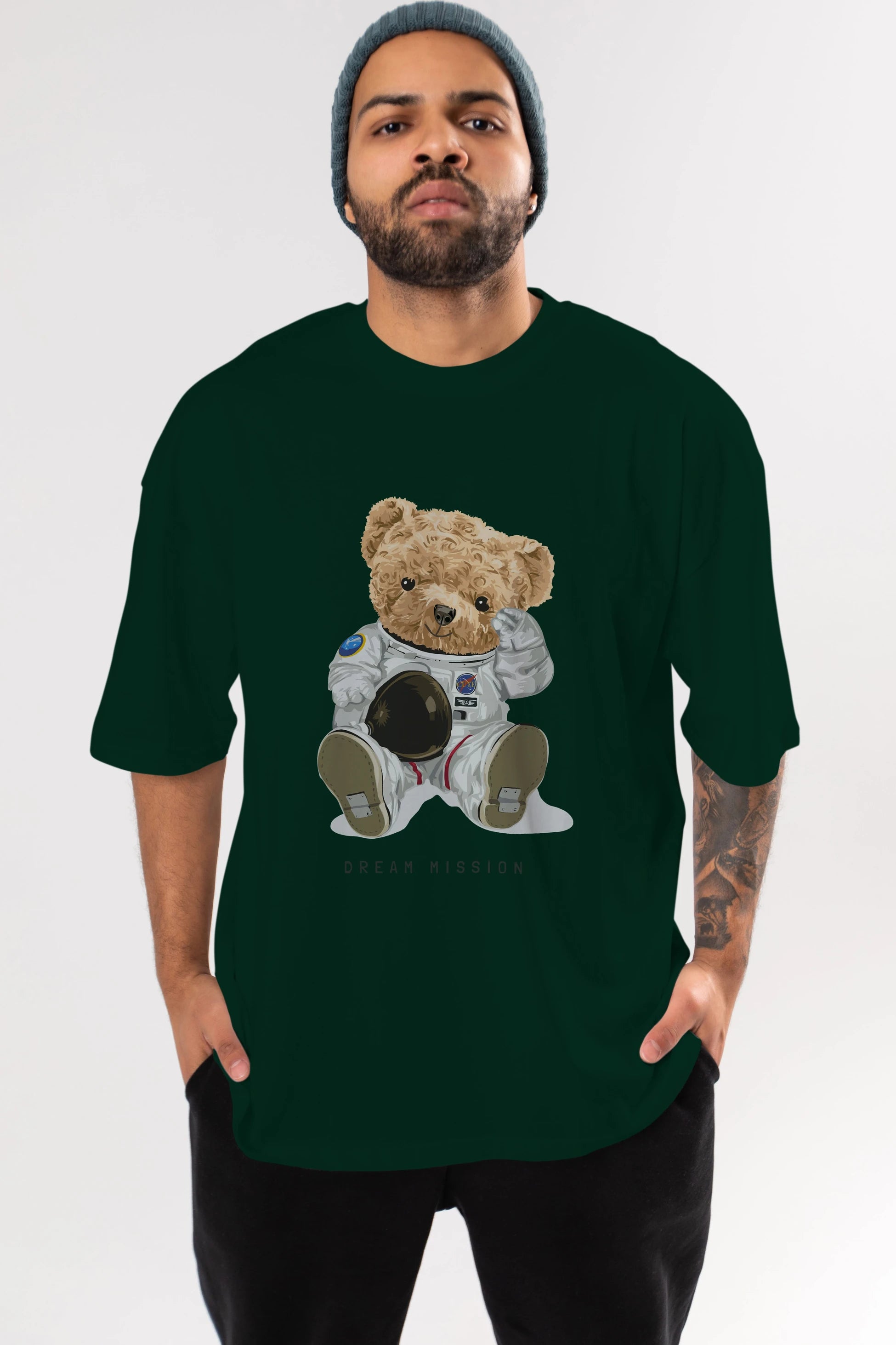 Teddy Bear Asrtonot Ön Baskılı Oversize t-shirt Erkek Kadın Unisex %100 Pamuk