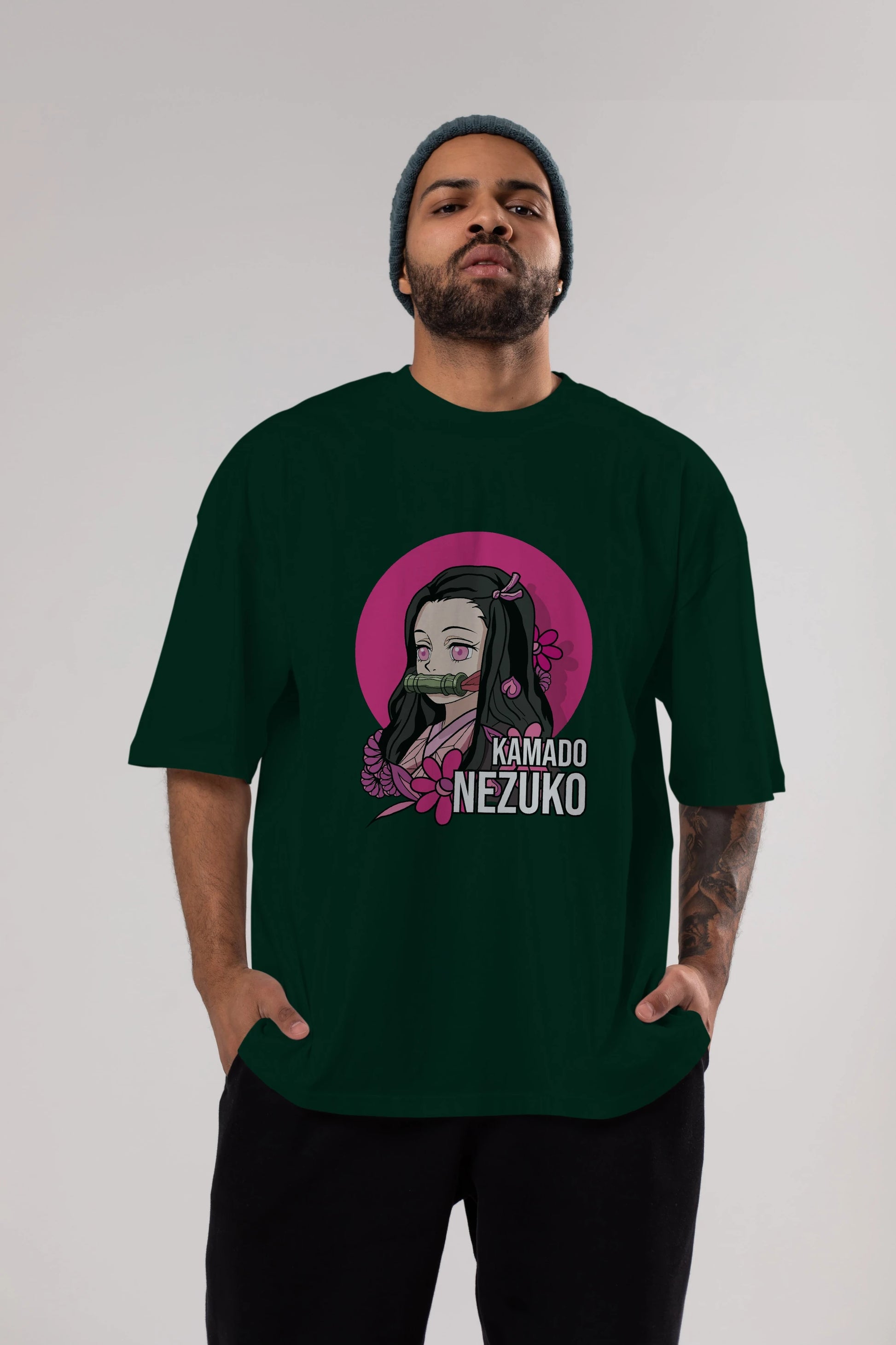 Nezuko Kamado 2 Anime Ön Baskılı Oversize t-shirt %100 pamuk Erkek Kadın Unisex