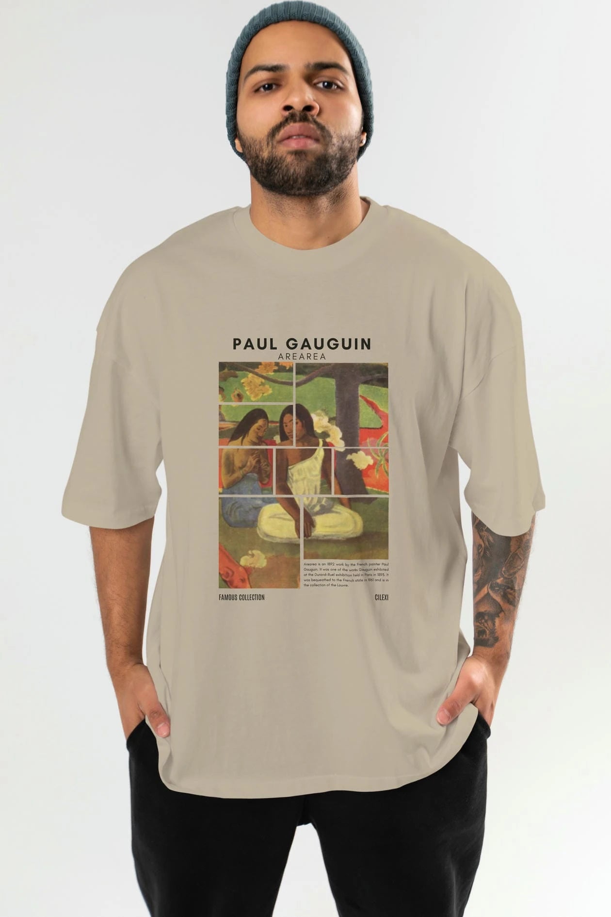 Paul Gauguin Arearea ön Baskılı Oversize t-shirt Erkek Kadın Bisiklet Yaka Pamuk tişort
