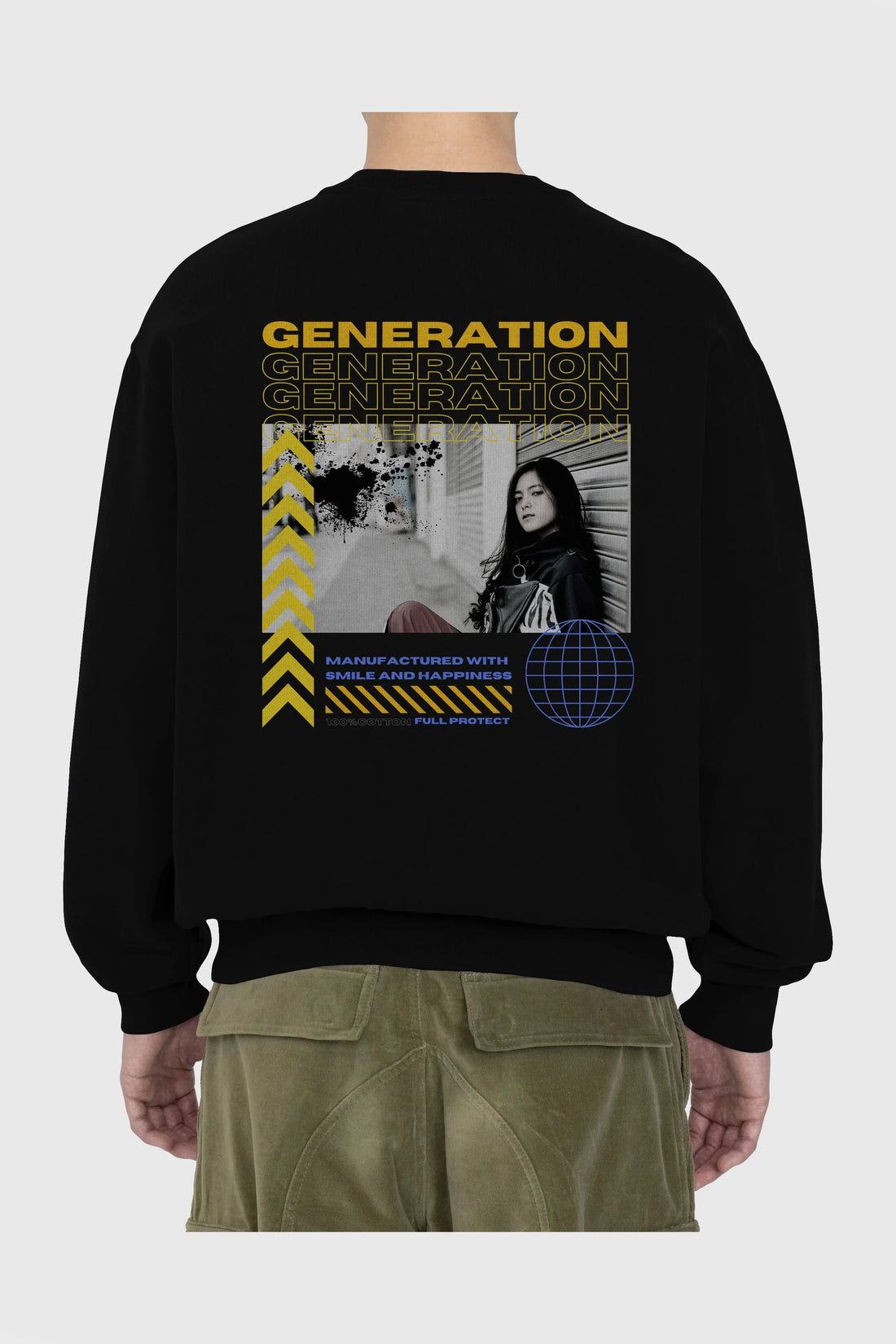Generation Yazılı Arka Baskılı Oversize Sweatshirt Erkek Kadın Unisex