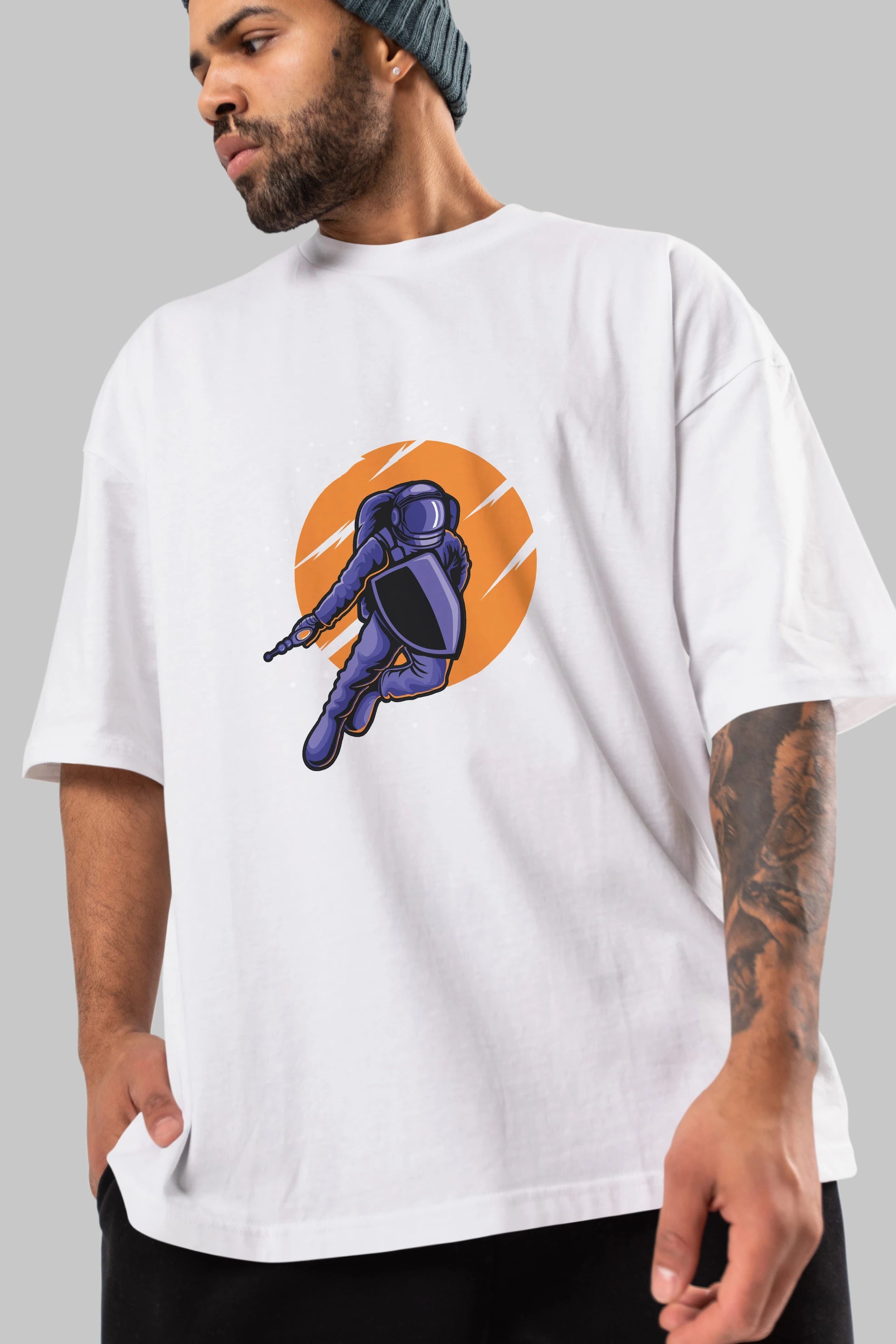 Astro Wars Ön Baskılı Oversize t-shirt Erkek Kadın Unisex