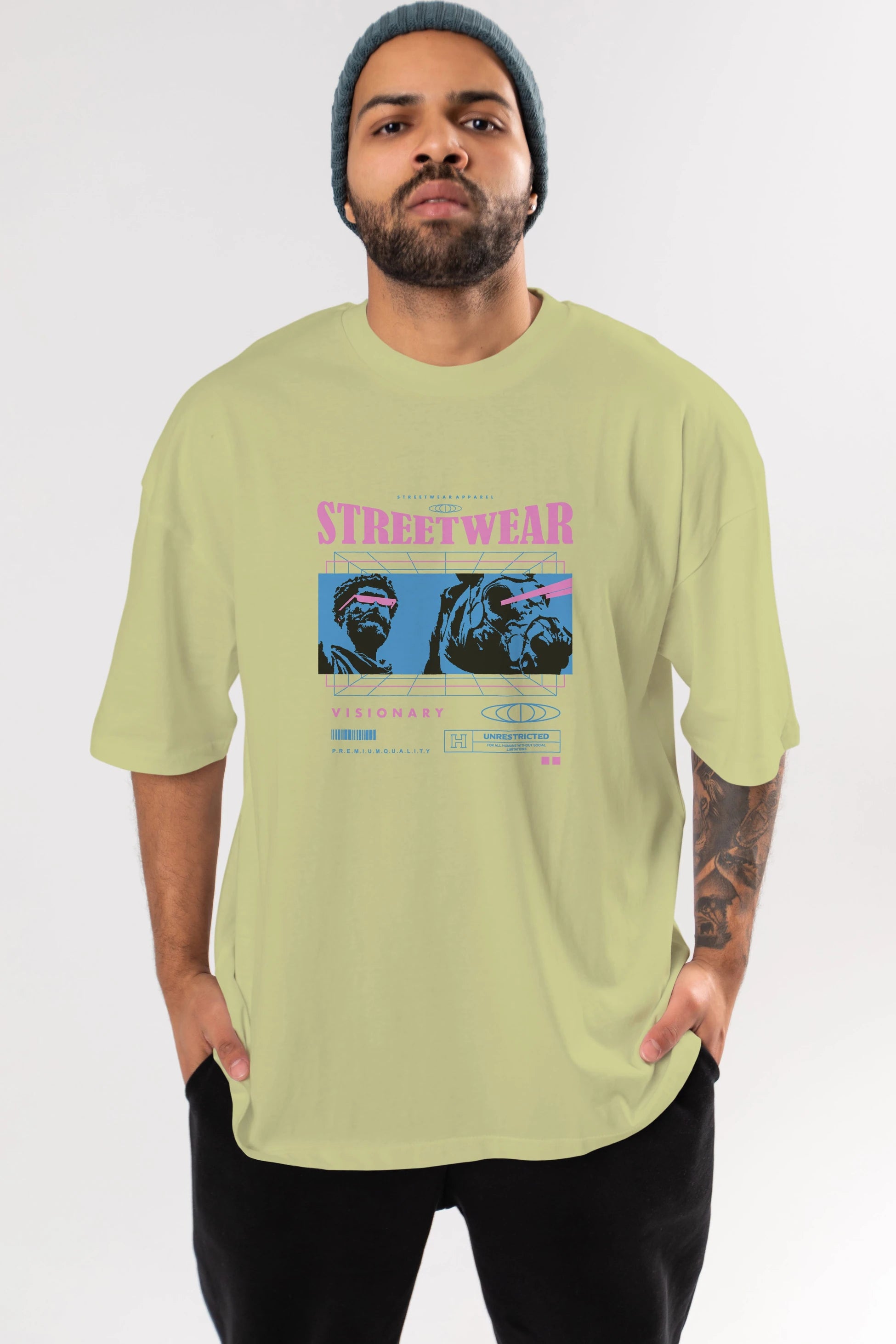 Streetwear Visionary Ön Baskılı Oversize t-shirt Erkek Kadın Unisex