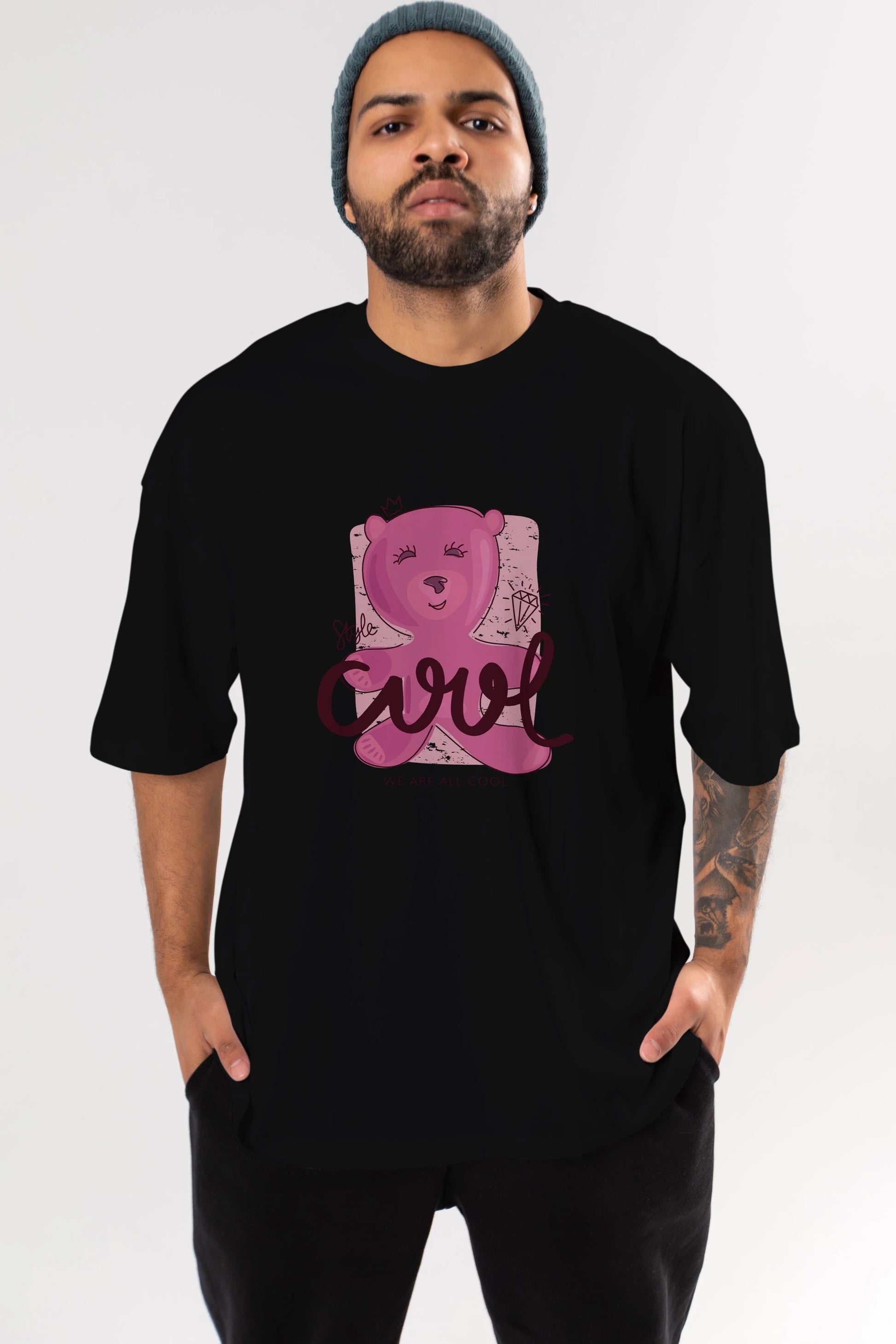 Cool Style Bear Ön Baskılı Oversize t-shirt Erkek Kadın Unisex
