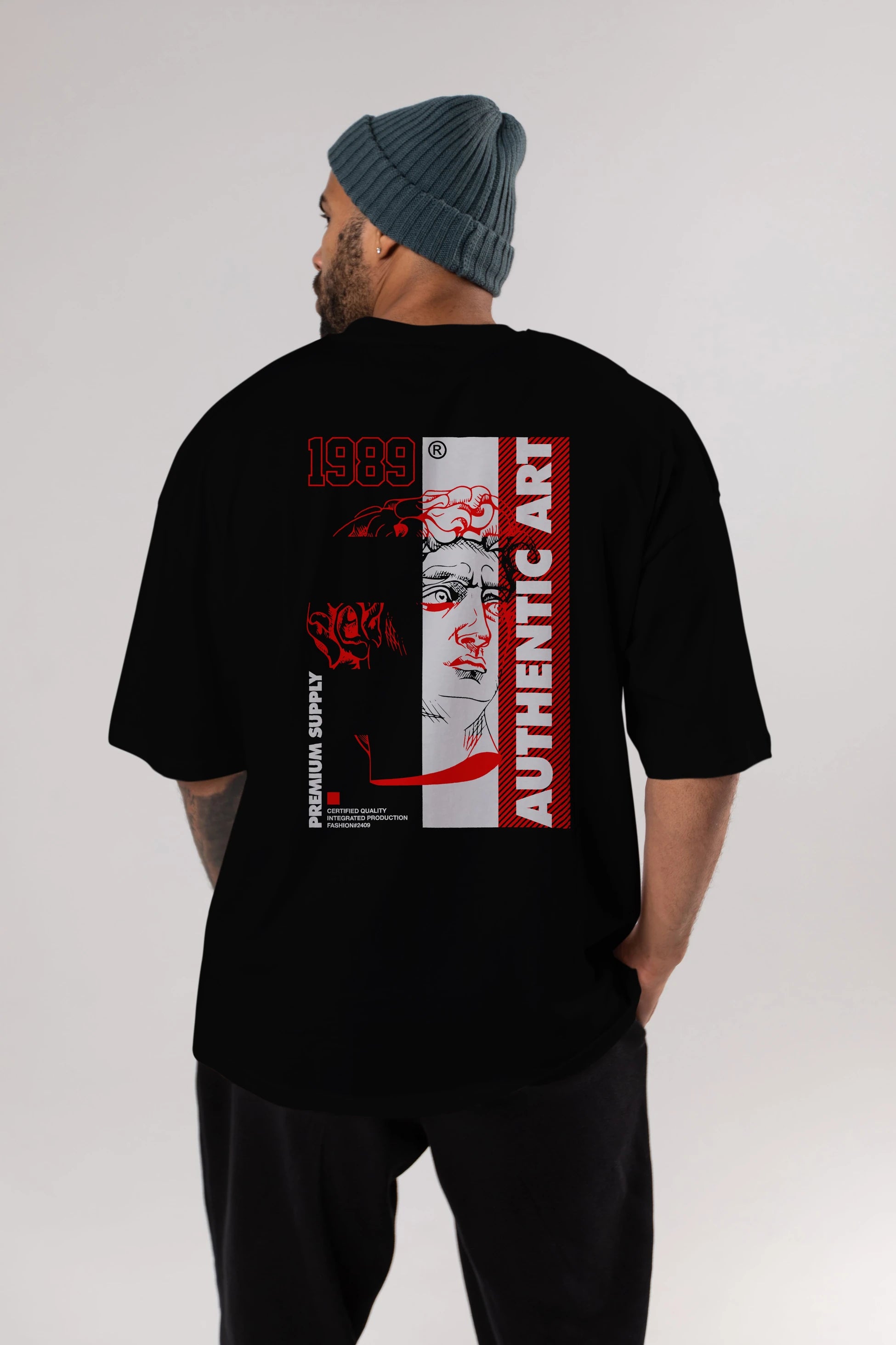 Authentic Art Arka Baskılı Oversize t-shirt Erkek Kadın Unisex