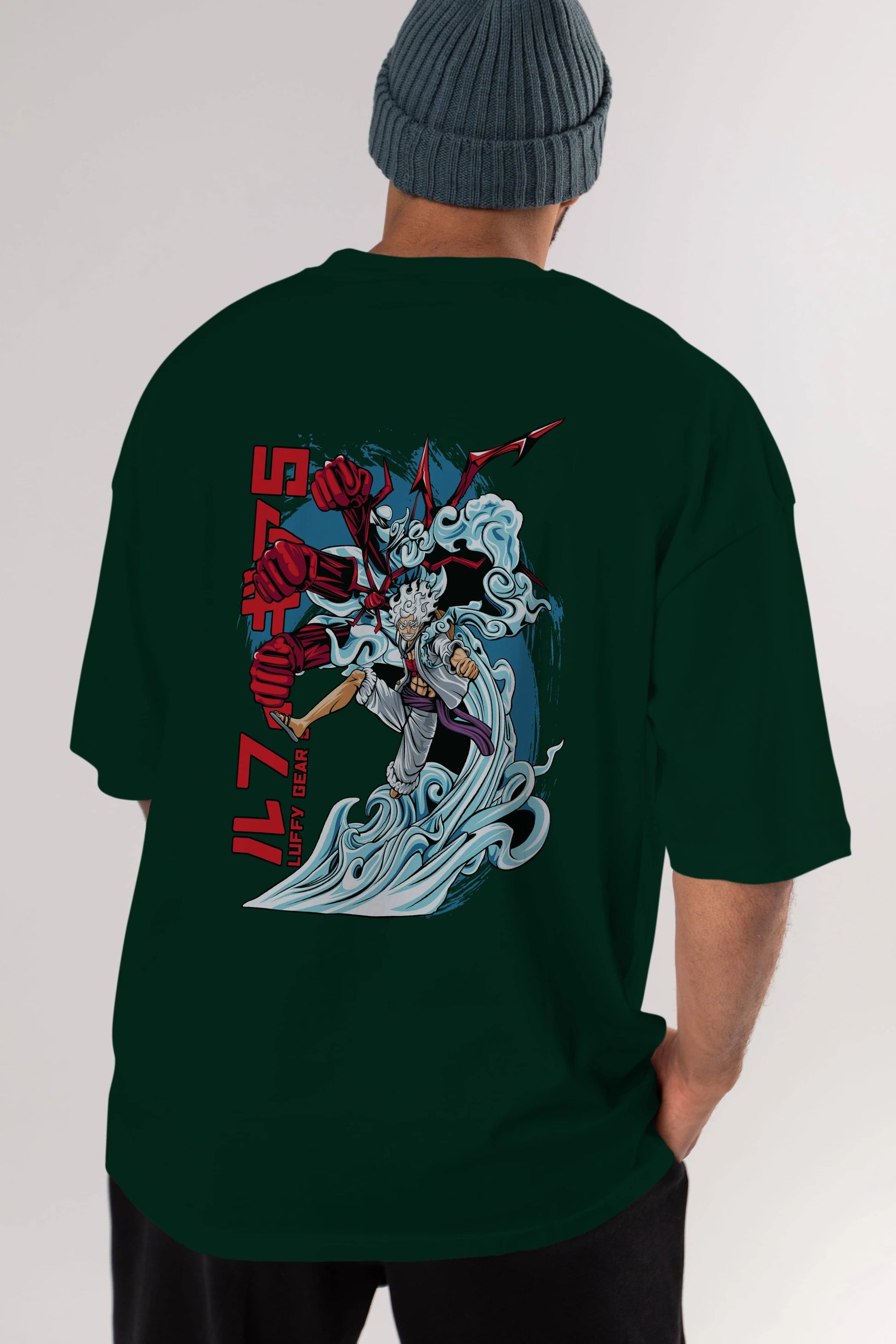 MONKEY D. LUFFY GEAR5 2 Anime Arka Baskılı Oversize t-shirt Erkek Kadın Unisex