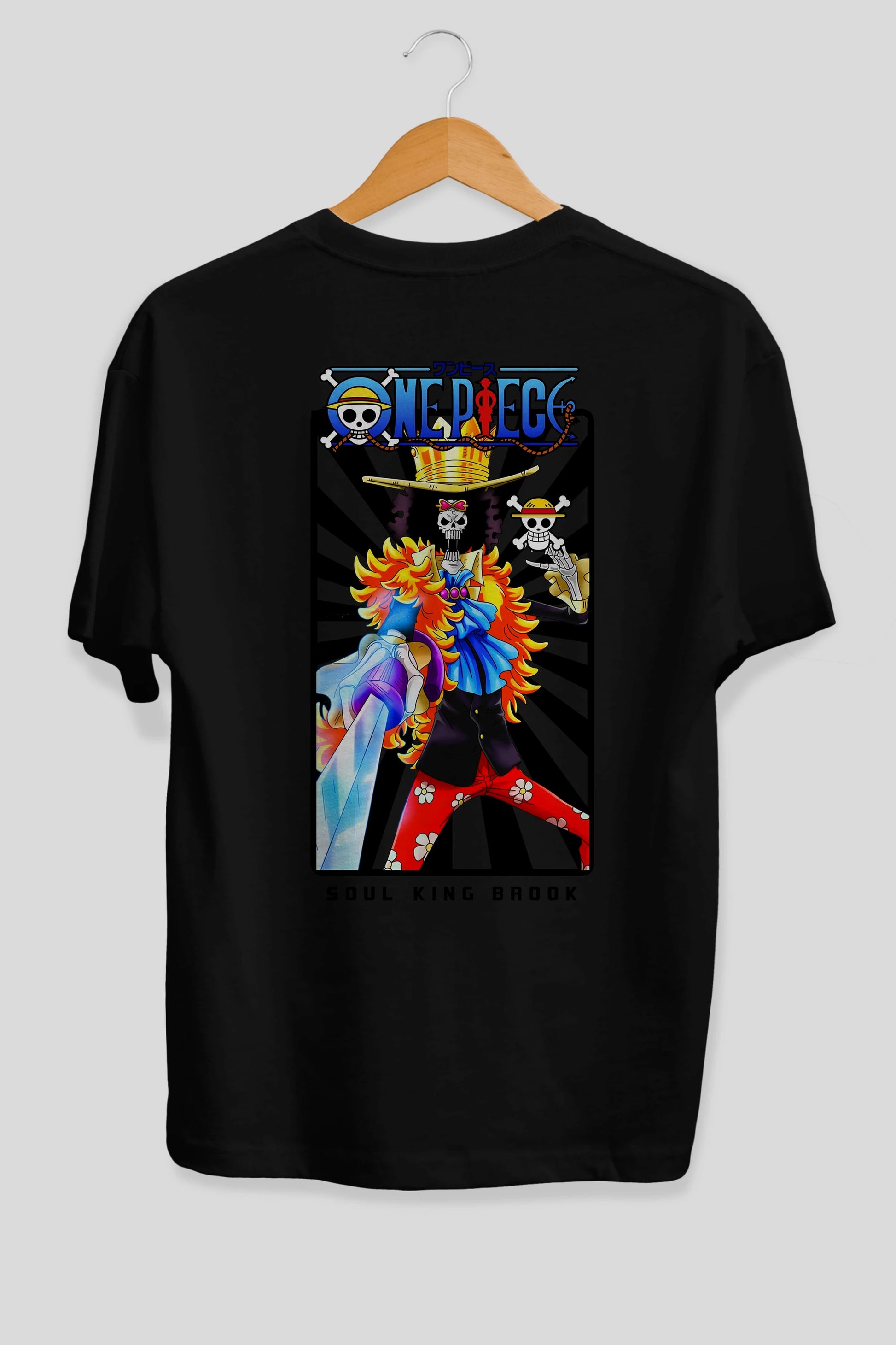 Brook Anime Arka Baskılı Oversize t-shirt Erkek Kadın Unisex %100 pamuk tişort