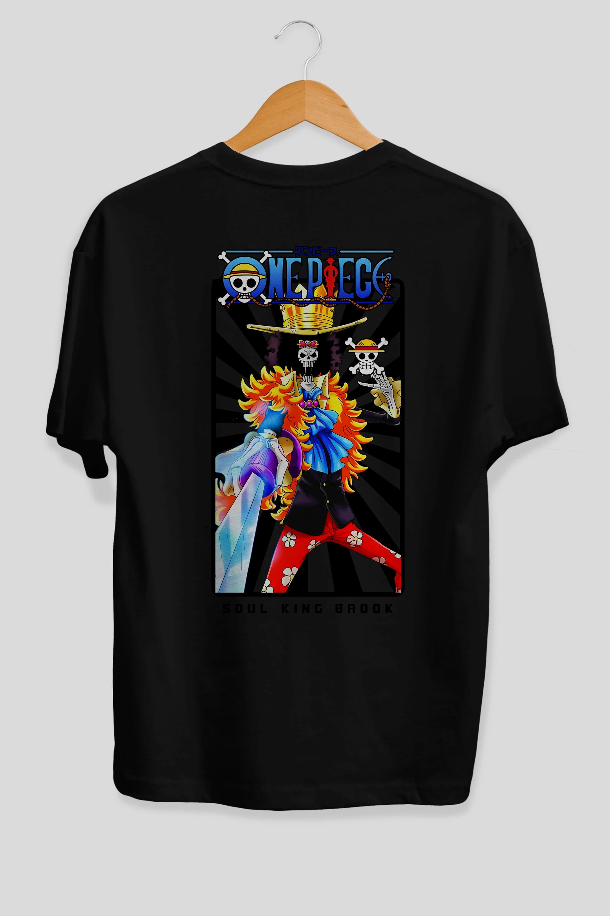 Brook Anime Arka Baskılı Oversize t-shirt Erkek Kadın Unisex %100 pamuk tişort