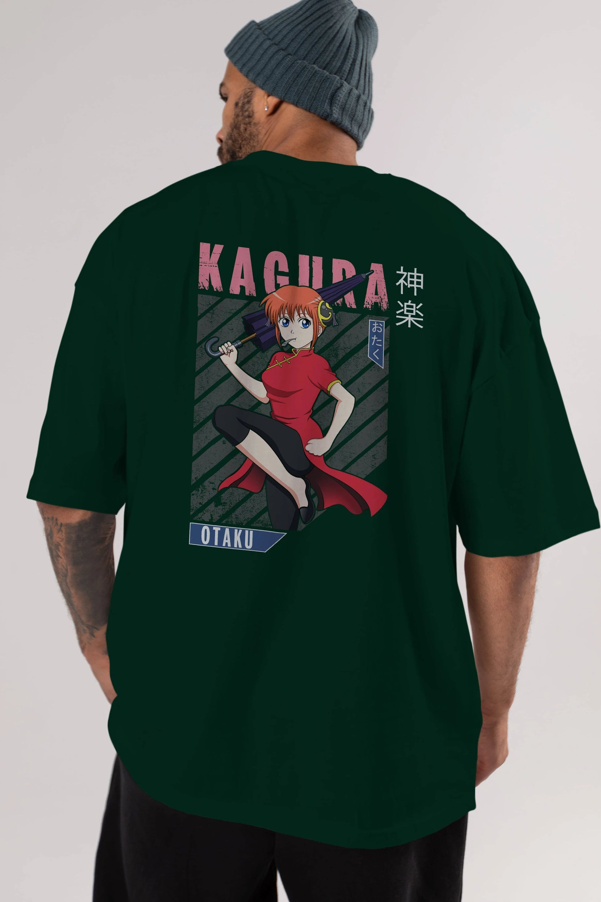 Kagura GINTAMA 1 Anime Arka Baskılı Oversize t-shirt Erkek Kadın Unisex