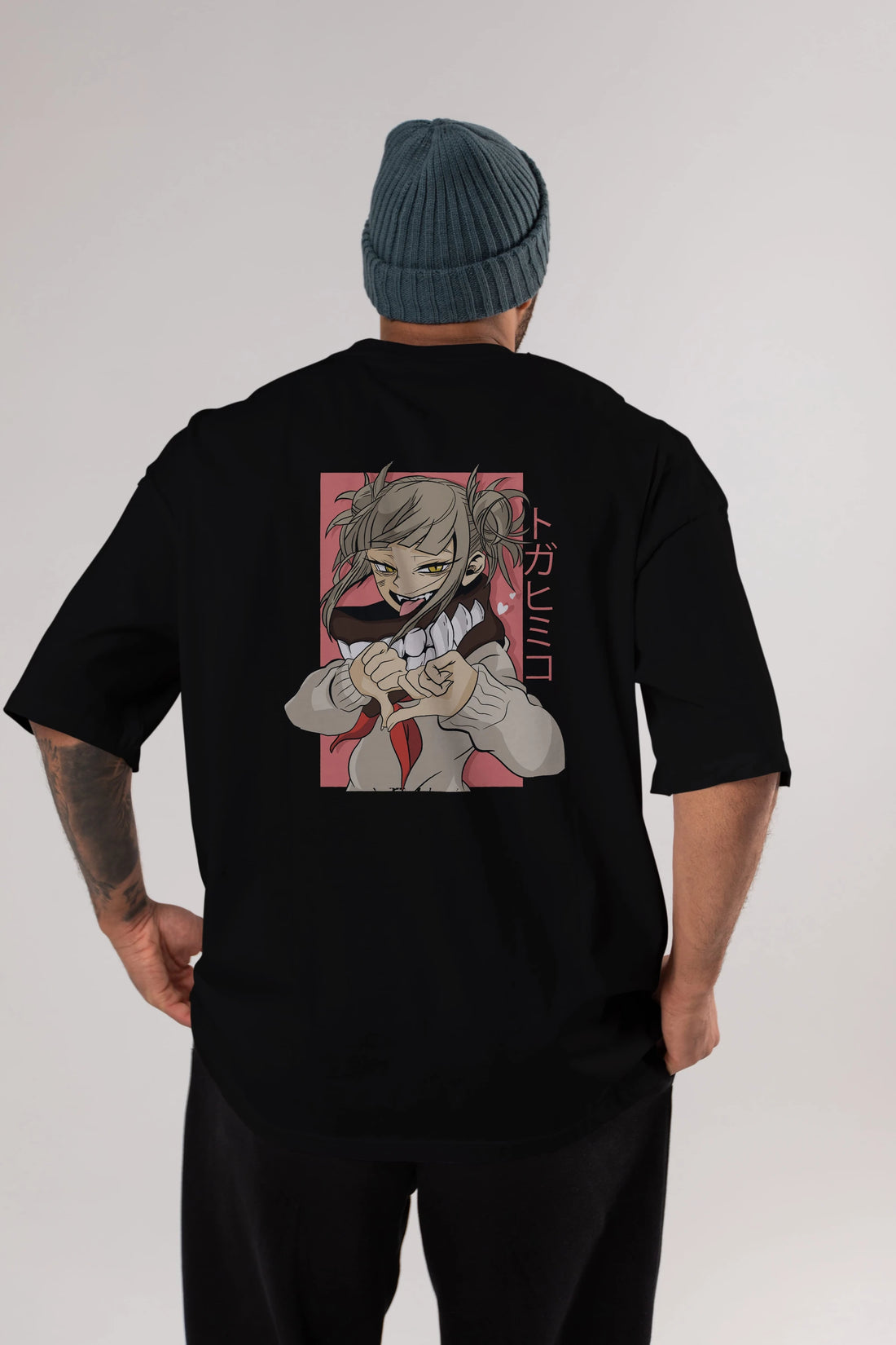 Himiko Toga Anime Arka Baskılı Oversize t-shirt Erkek Kadın Unisex