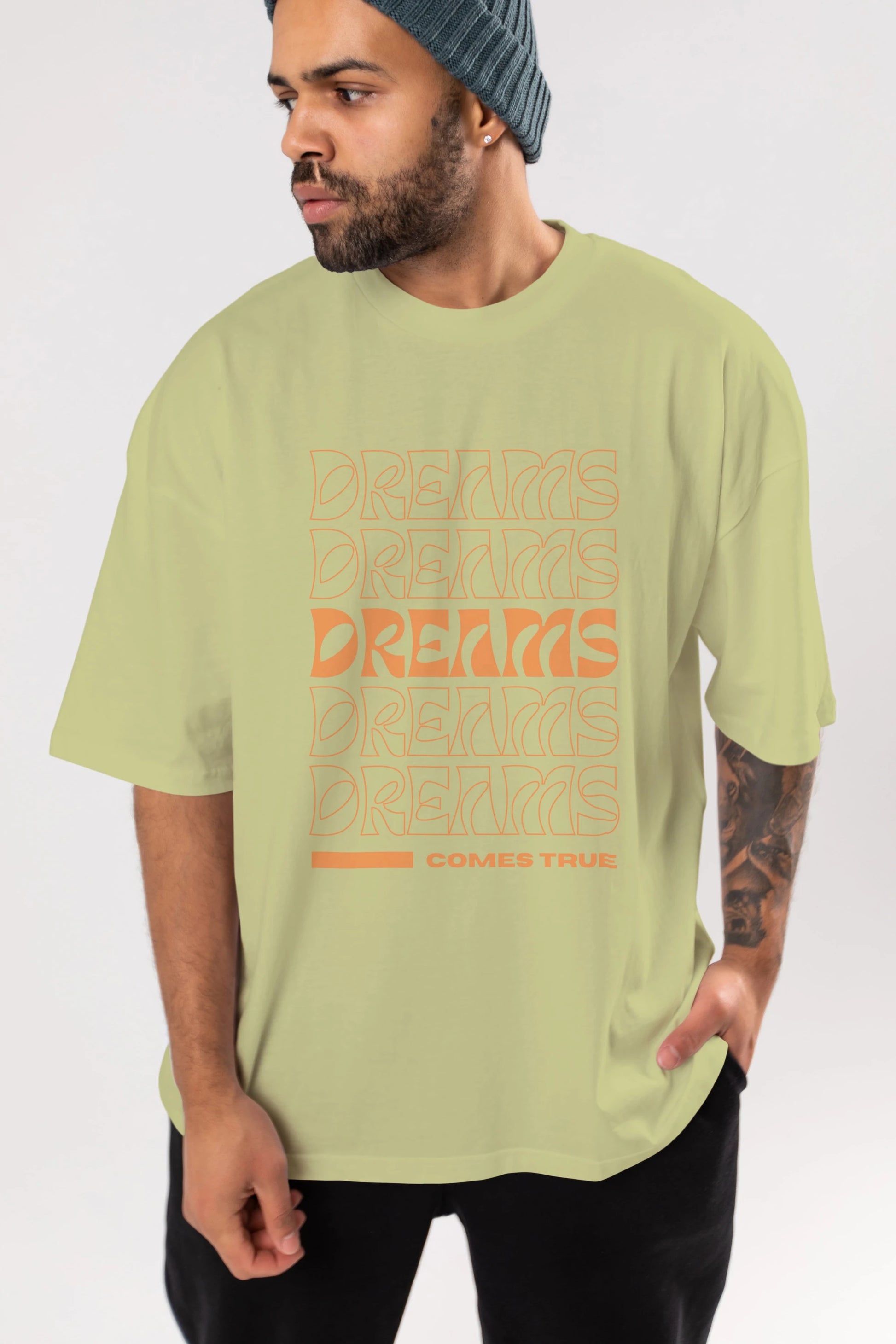 Dreams Yazılı Ön Baskılı Oversize t-shirt Erkek Kadın Unisex