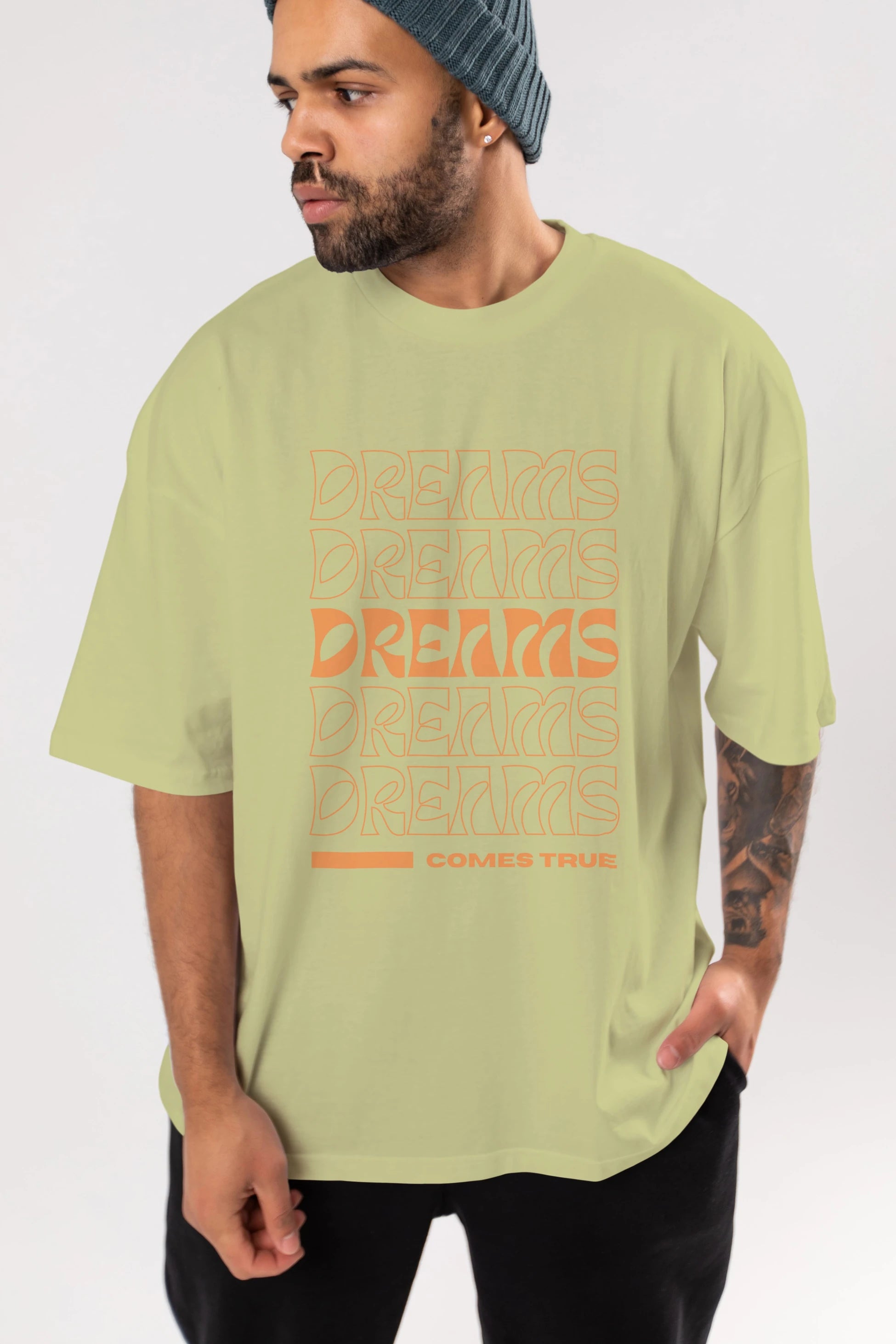 Dreams Yazılı Ön Baskılı Oversize t-shirt Erkek Kadın Unisex