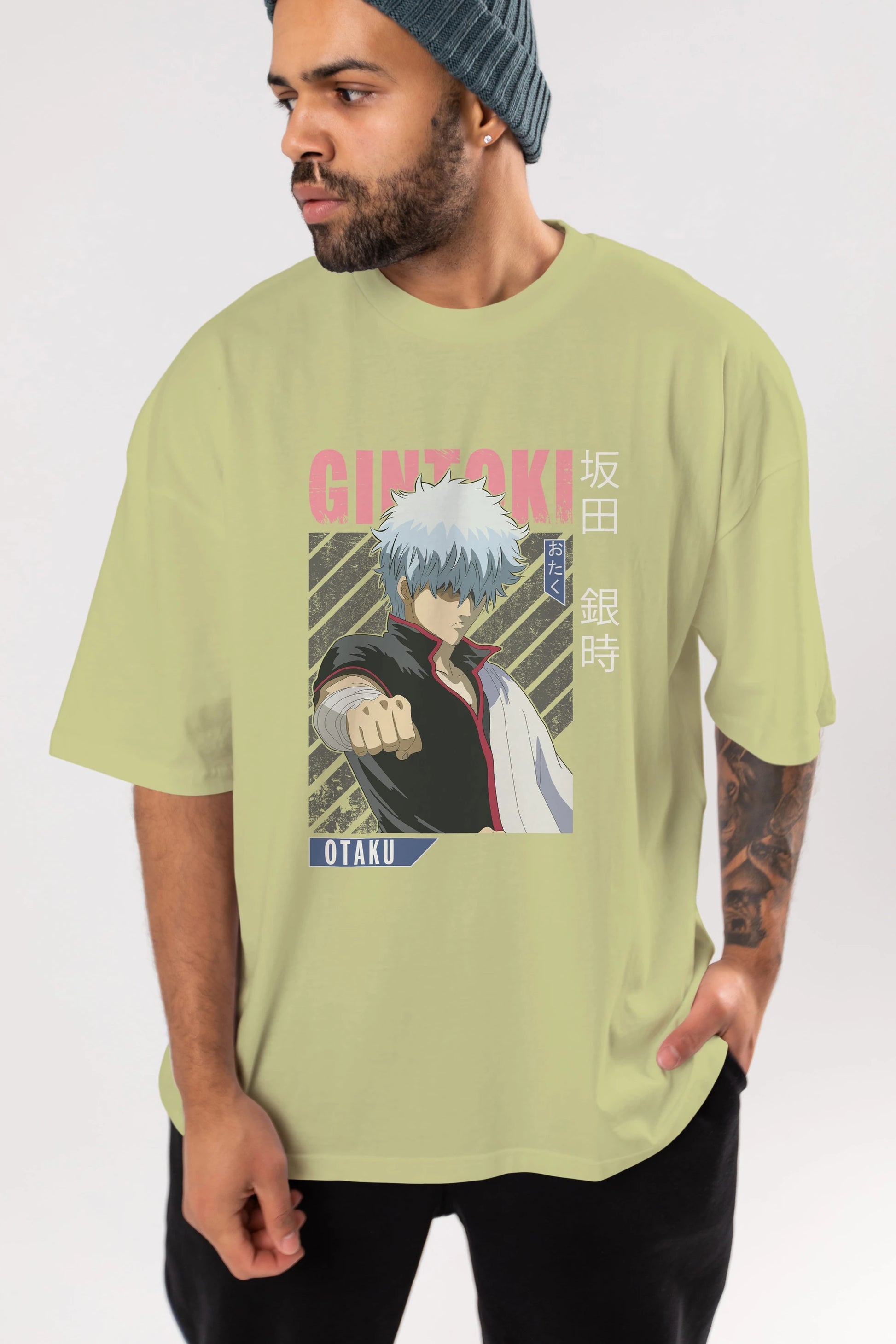 Gintoki Sakata GINTAMA 2 Anime Ön Baskılı Oversize t-shirt %100 pamuk Erkek Kadın Unisex