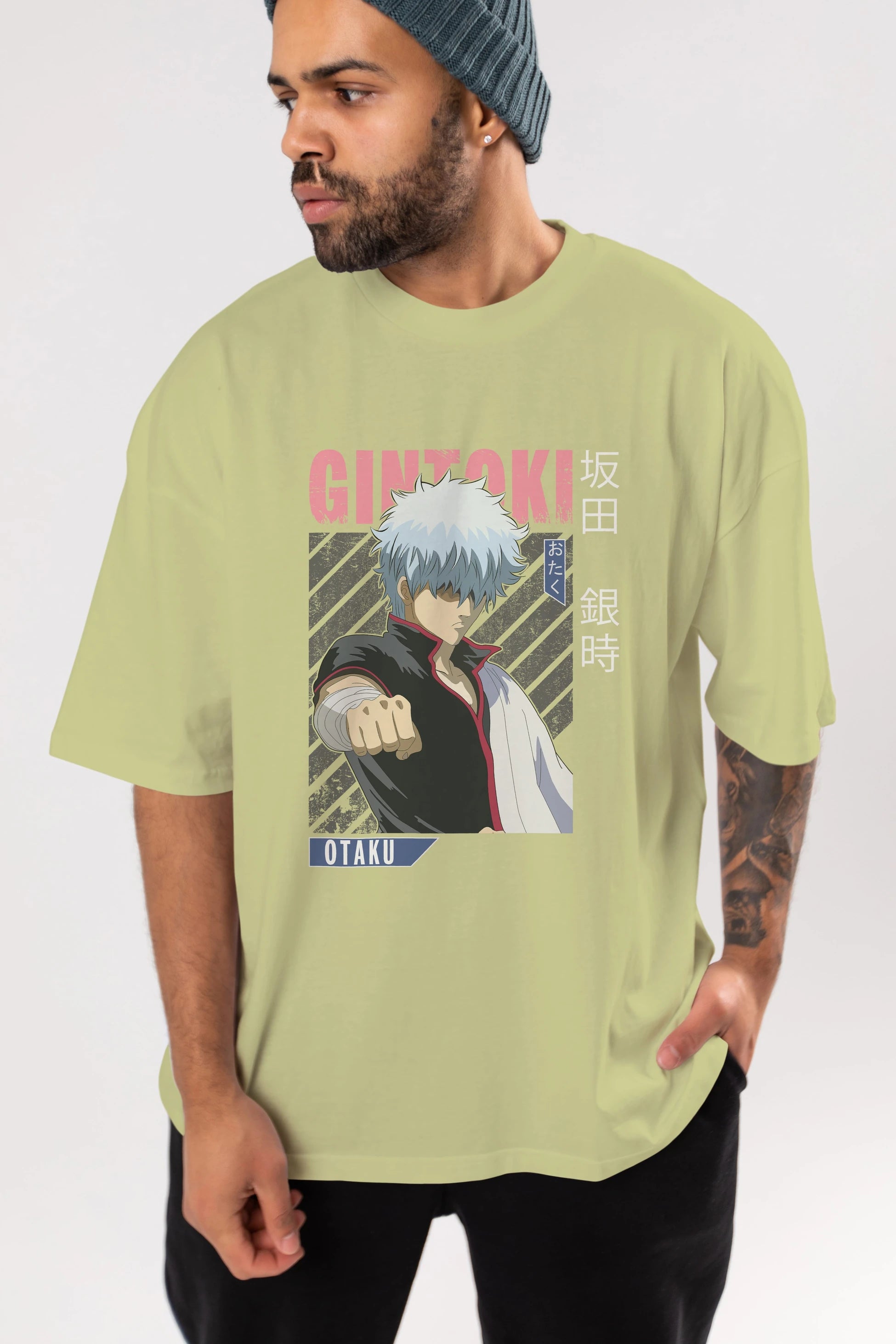 Gintoki Sakata GINTAMA 2 Anime Ön Baskılı Oversize t-shirt %100 pamuk Erkek Kadın Unisex