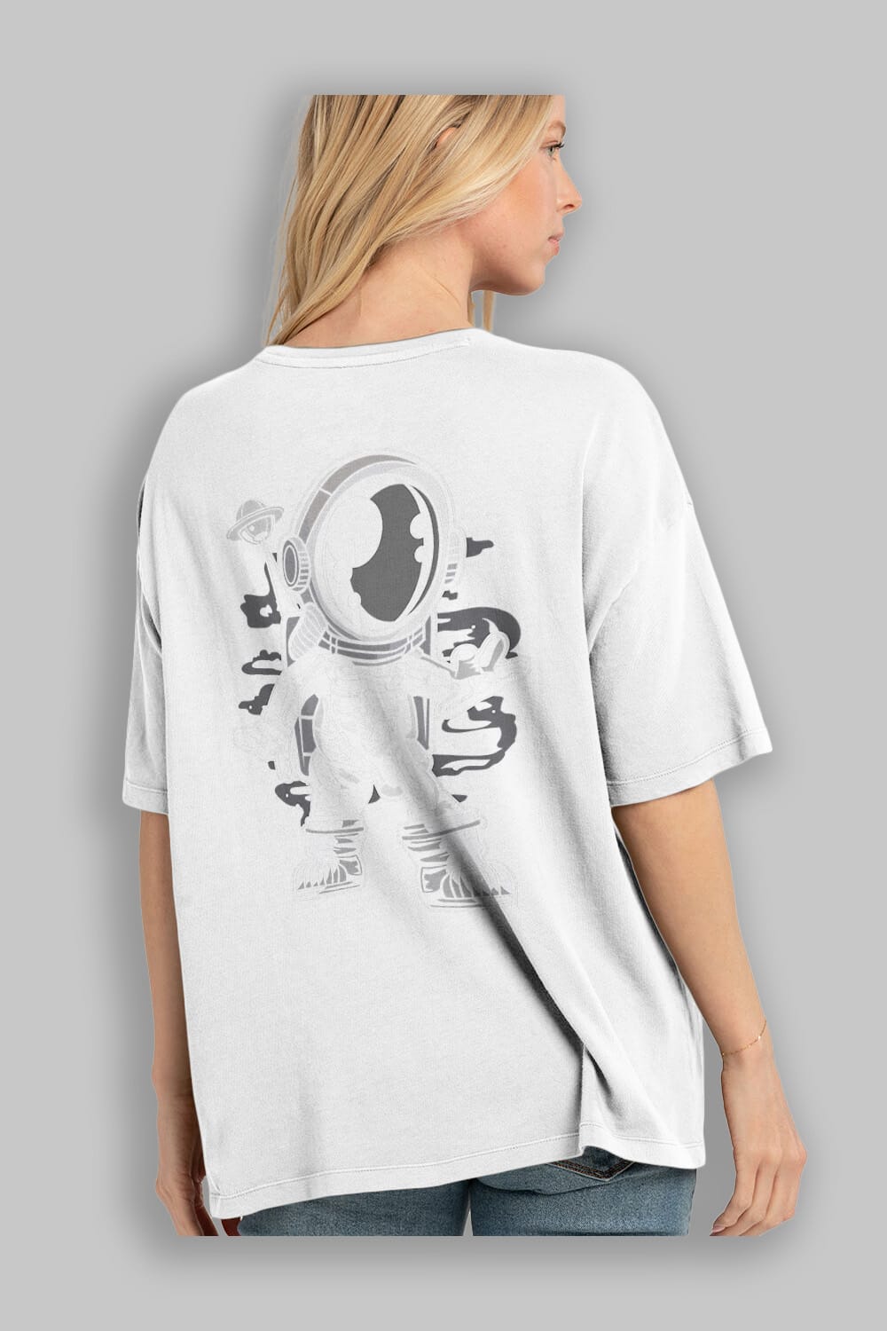 Space Skeleton Arka Baskılı Oversize t-shirt Erkek Kadın Unisex