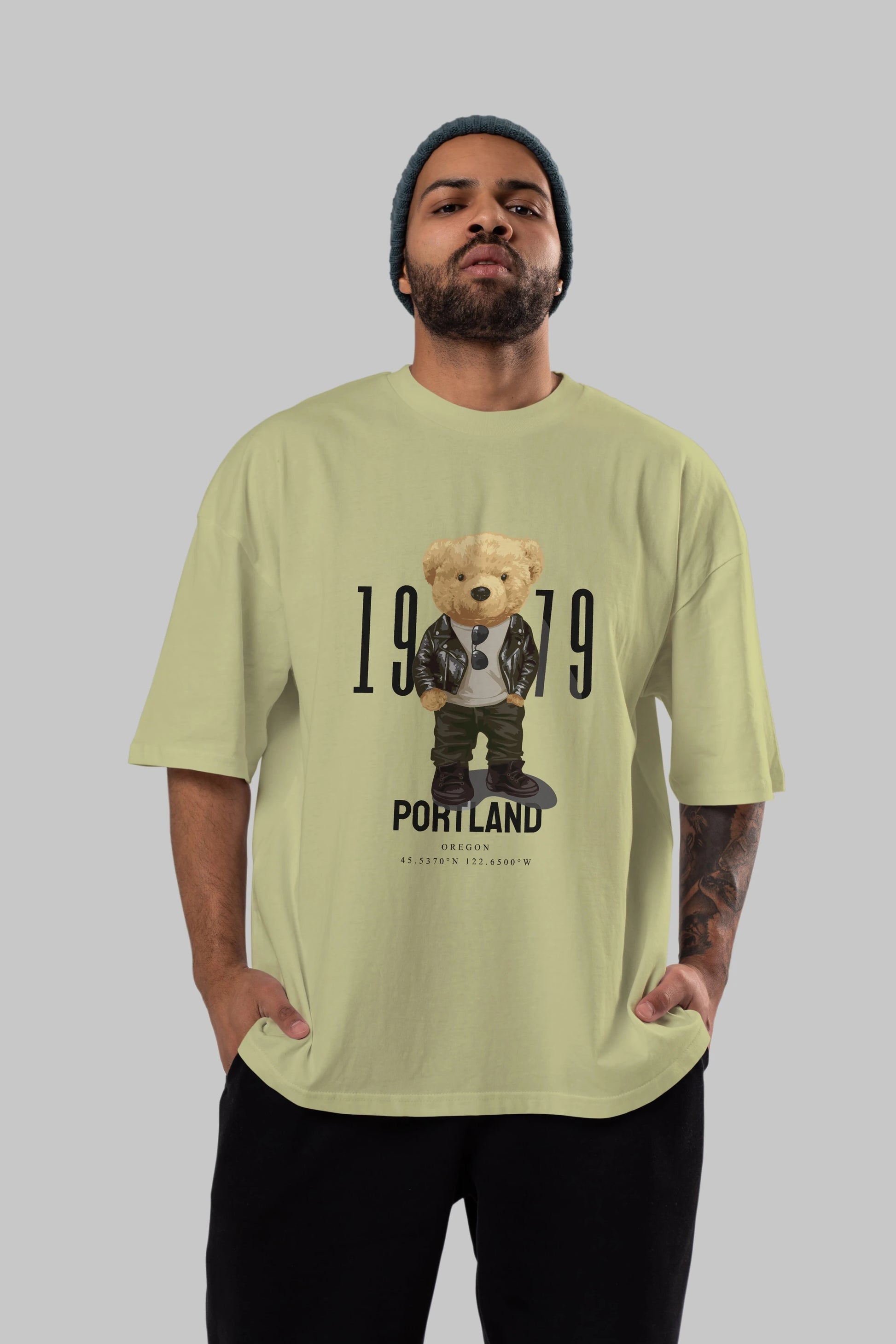 Teddy Bear Portland Ön Baskılı Oversize t-shirt Erkek Kadın Unisex %100 Pamuk
