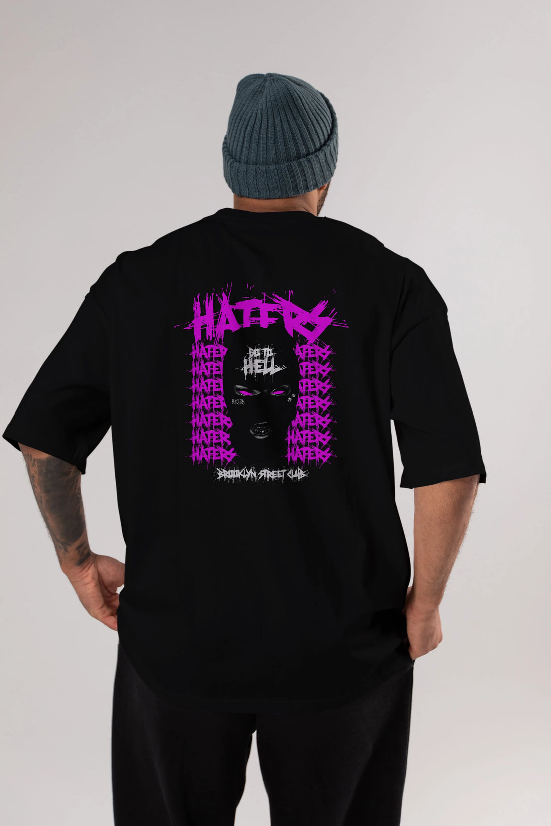 Haters Brooklyn Street Club Arka Baskılı Oversize t-shirt Erkek Kadın Unisex