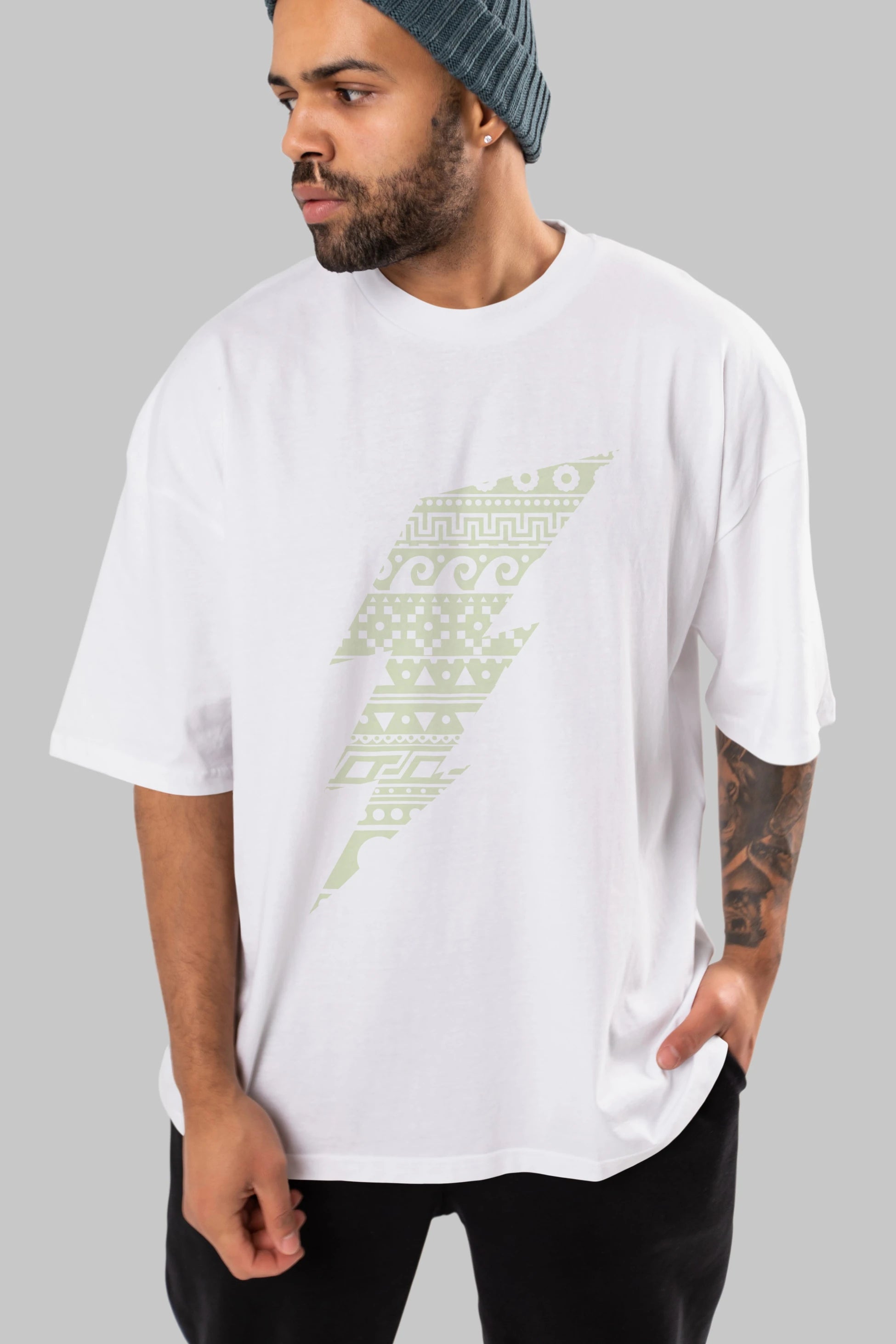 Thunderbolt Ön Baskılı Oversize t-shirt %100 pamuk Erkek Kadın Unisex