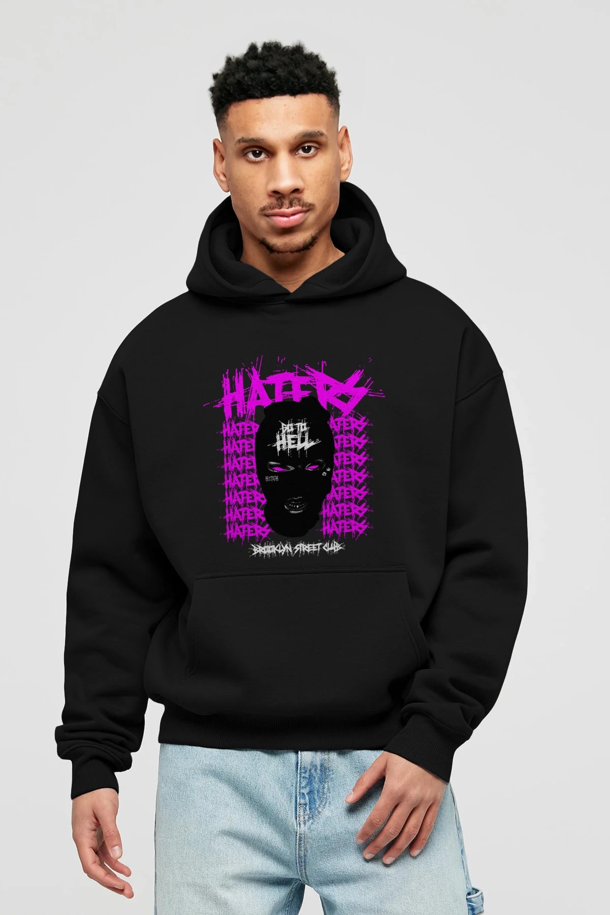 Haters Brooklyn Street Club Ön Baskılı Hoodie Oversize Kapüşonlu Sweatshirt Erkek Kadın Unisex