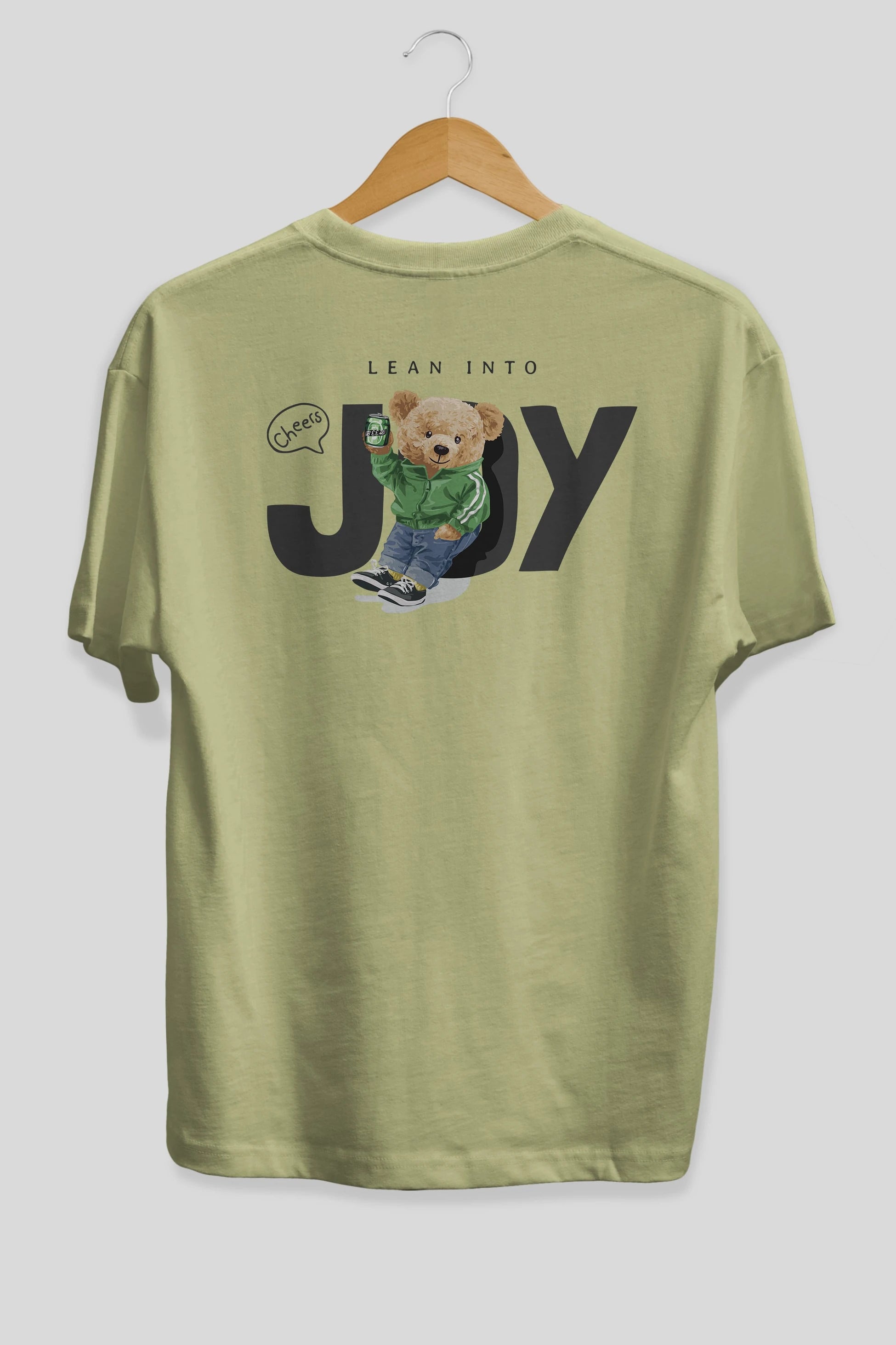 Teddy Bear Joy Arka Baskılı Oversize t-shirt Erkek Kadın Unisex %100 Pamuk