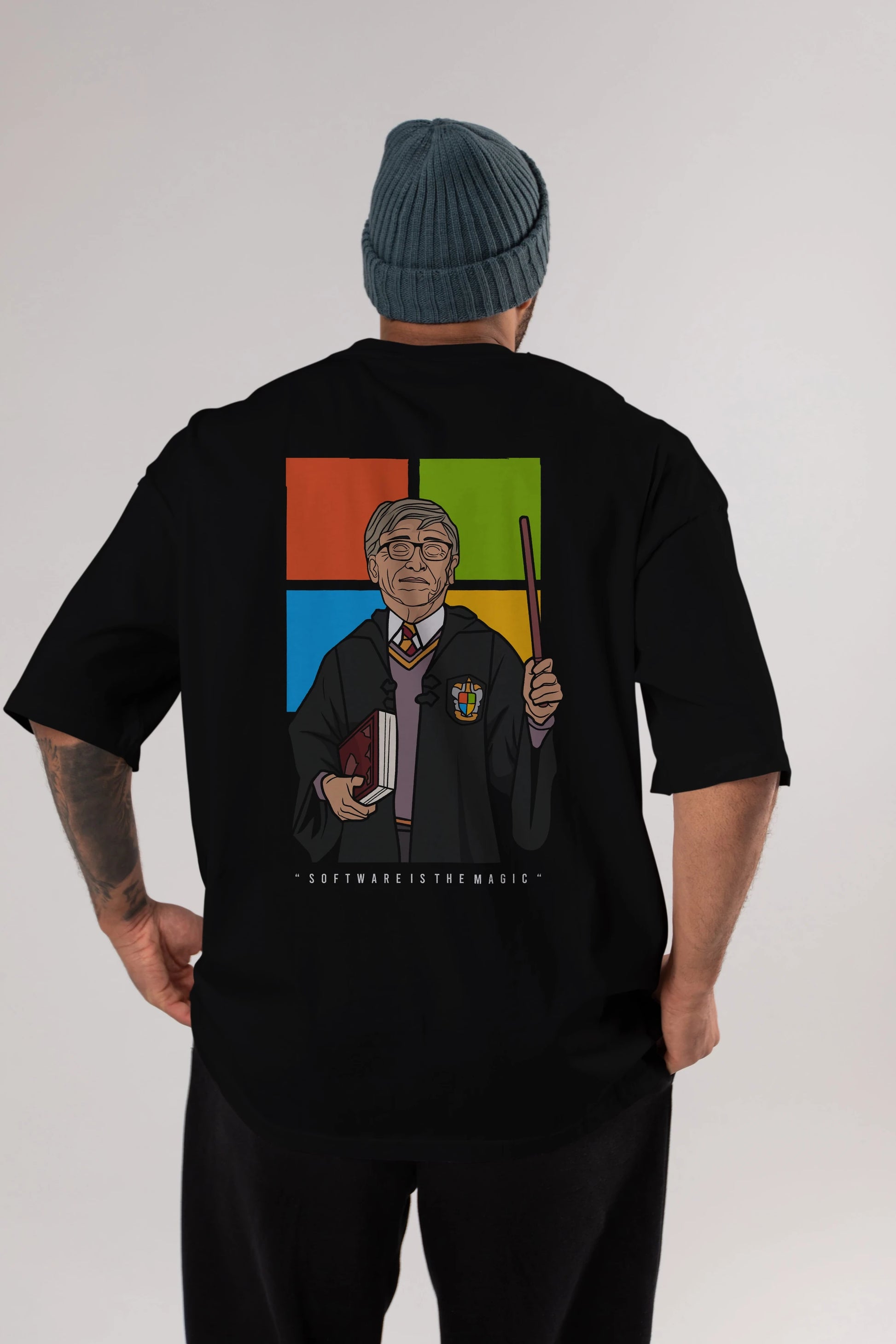 Harry Potter Gates Arka Baskılı Oversize t-shirt Erkek Kadın Unisex %100 Pamuk tişort