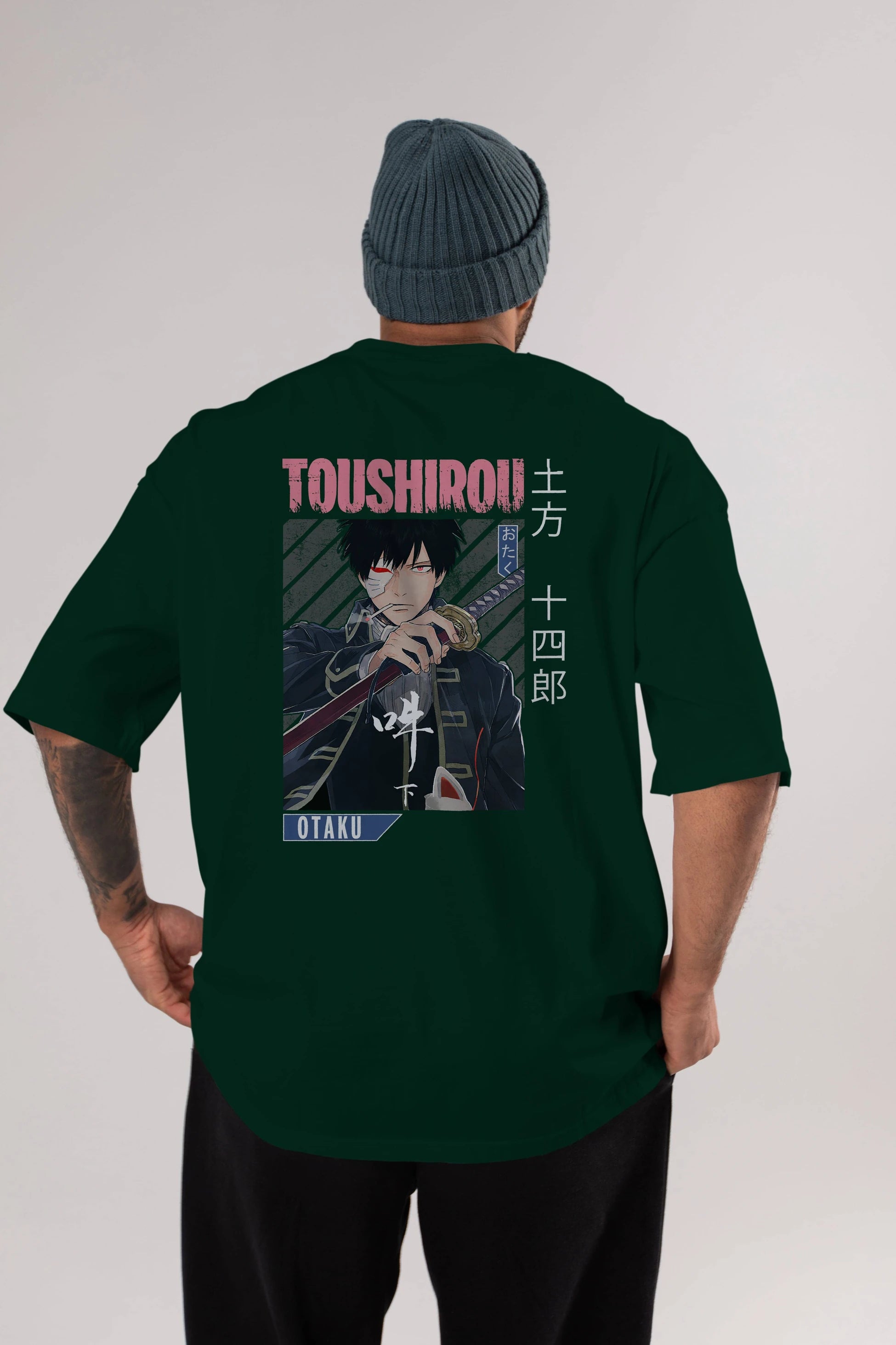 Toushirou Hijikata 1 Anime Arka Baskılı Oversize t-shirt Erkek Kadın Unisex