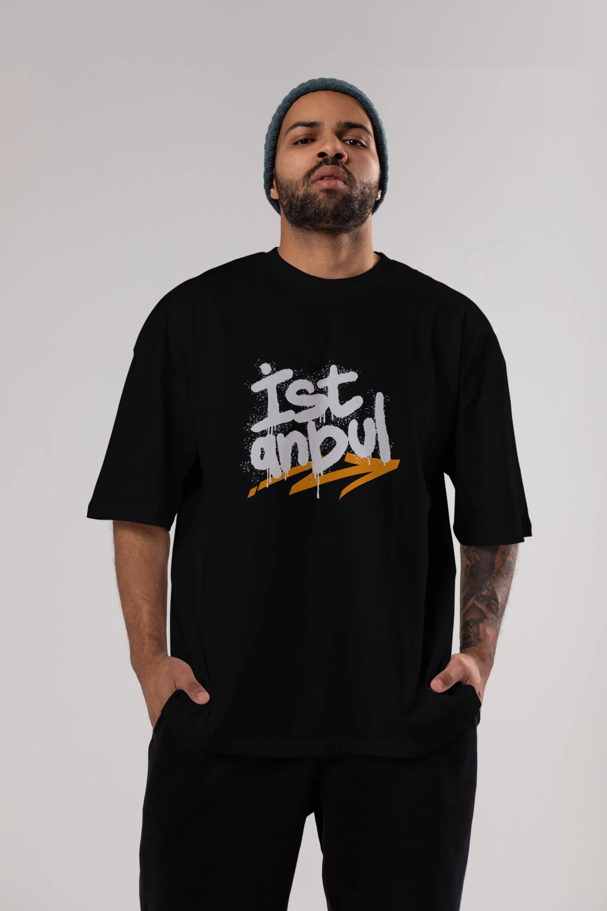 istanbul Yazılı Ön Baskılı Oversize t-shirt Erkek Kadın Unisex