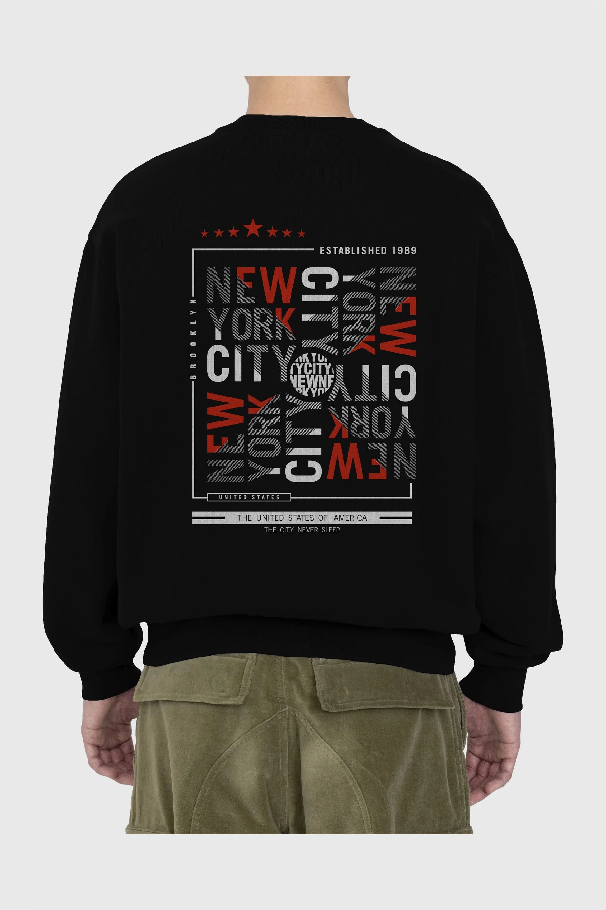 New York Style 2 Arka Baskılı Oversize Sweatshirt Erkek Kadın Unisex