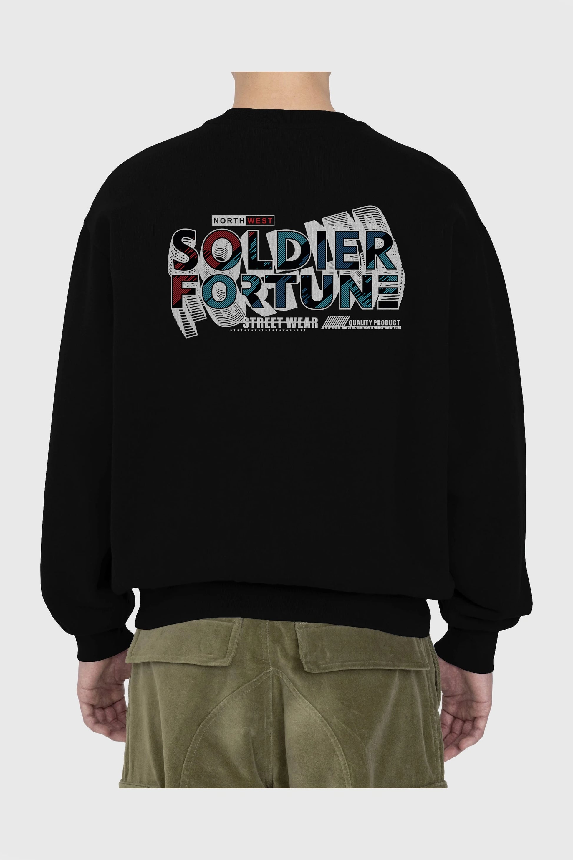 Soldier Fortune Arka Baskılı Oversize Sweatshirt Erkek Kadın Unisex