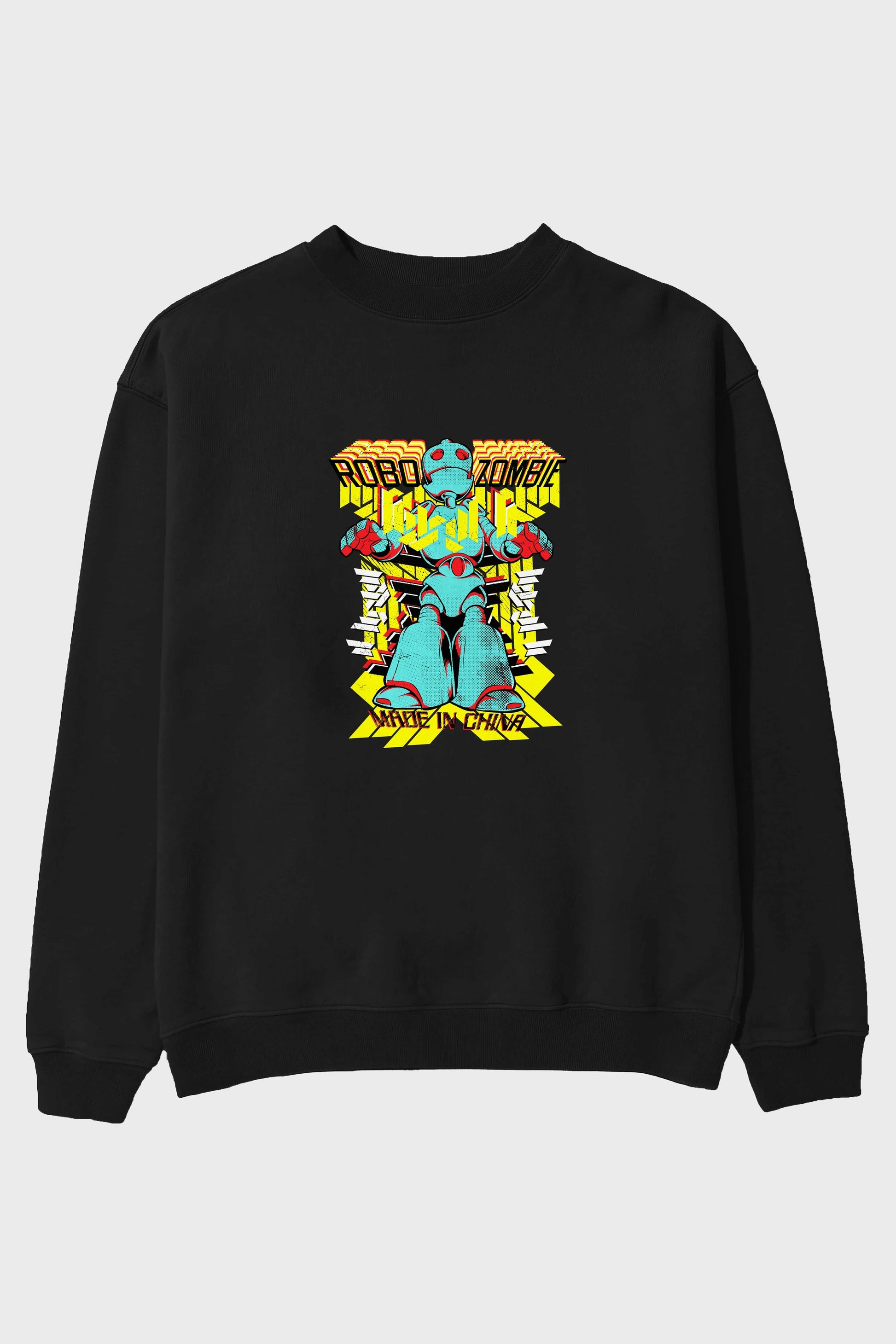 Robo Zombie Ön Baskılı Oversize Sweatshirt Erkek Kadın Unisex