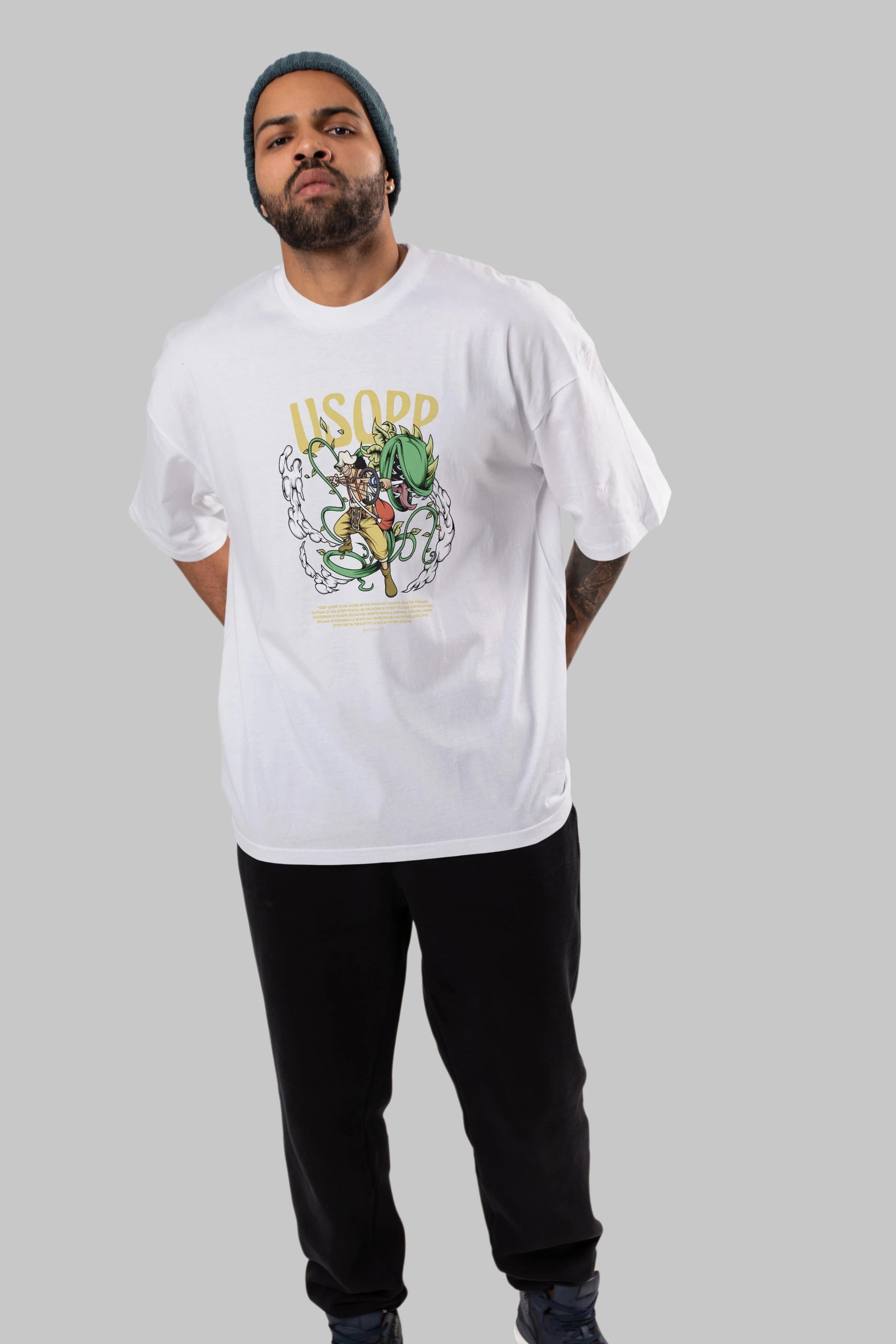 Usopp Anime Ön Baskılı Oversize t-shirt %100 pamuk Erkek Kadın Unisex