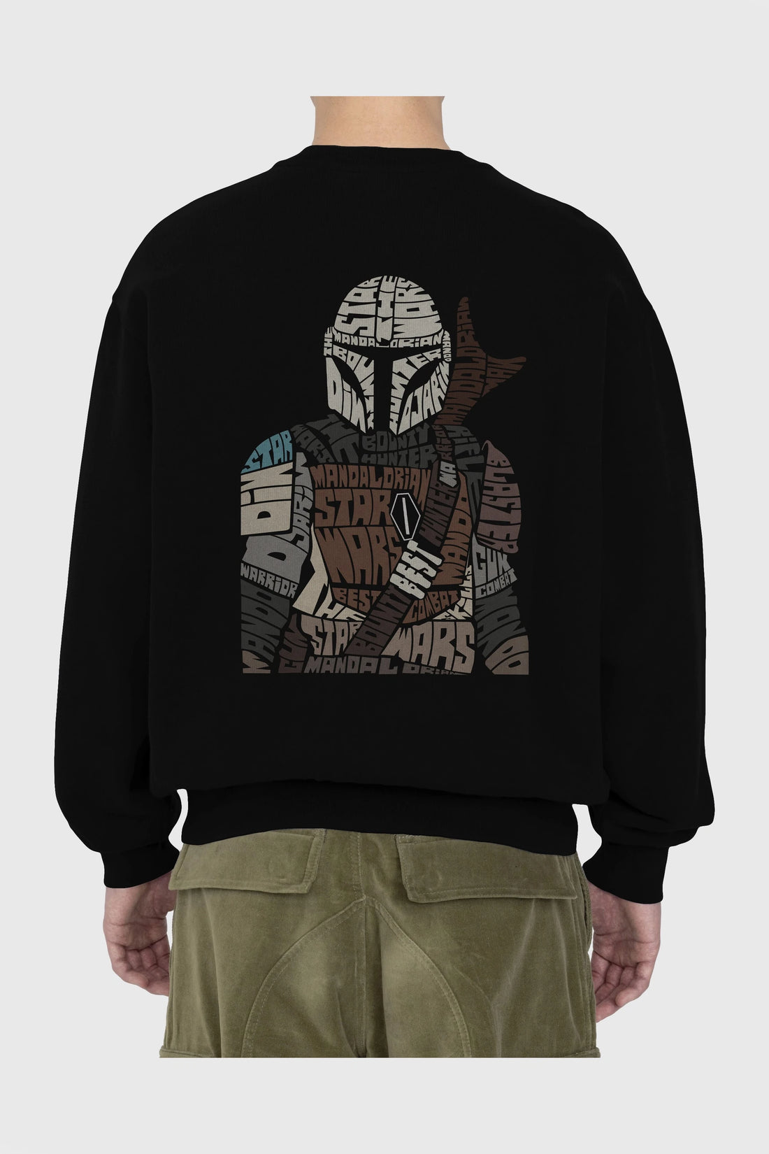 Mandalorian Arka Baskılı Oversize Sweatshirt Erkek Kadın Unisex