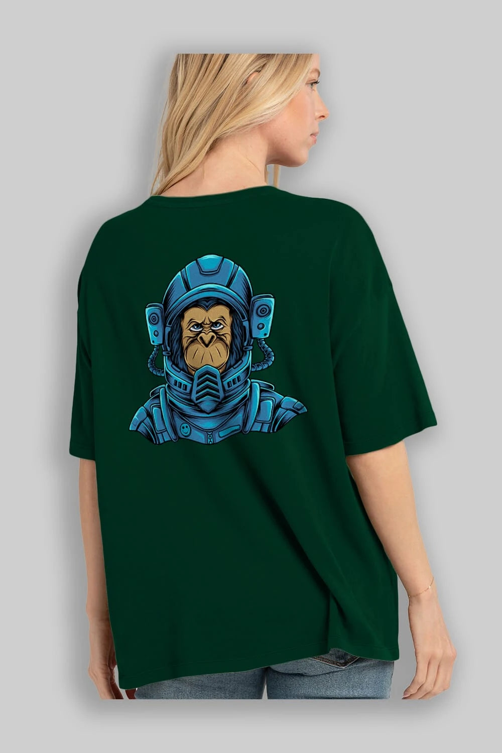 Astromonkey Arka Baskılı Oversize t-shirt Erkek Kadın Unisex