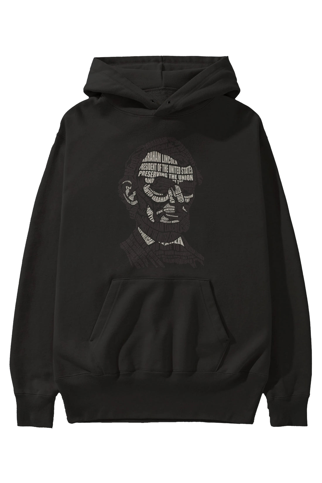 Abraham Lincoln Calligram Ön Baskılı Hoodie Oversize Kapüşonlu Sweatshirt Erkek Kadın Unisex