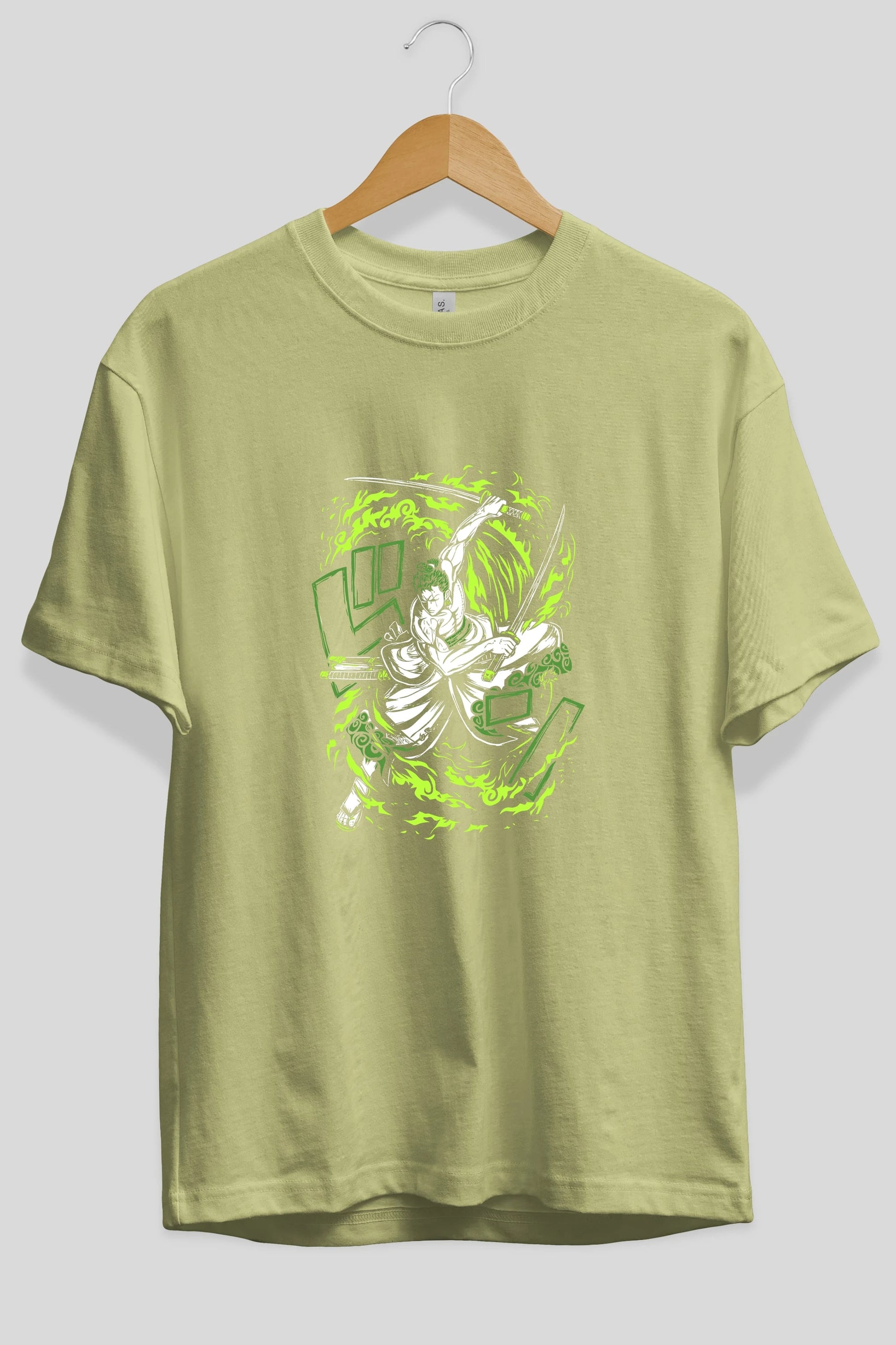 ZORO-ONE PIECE (2) Anime Ön Baskılı Oversize t-shirt %100 pamuk Erkek Kadın Unisex