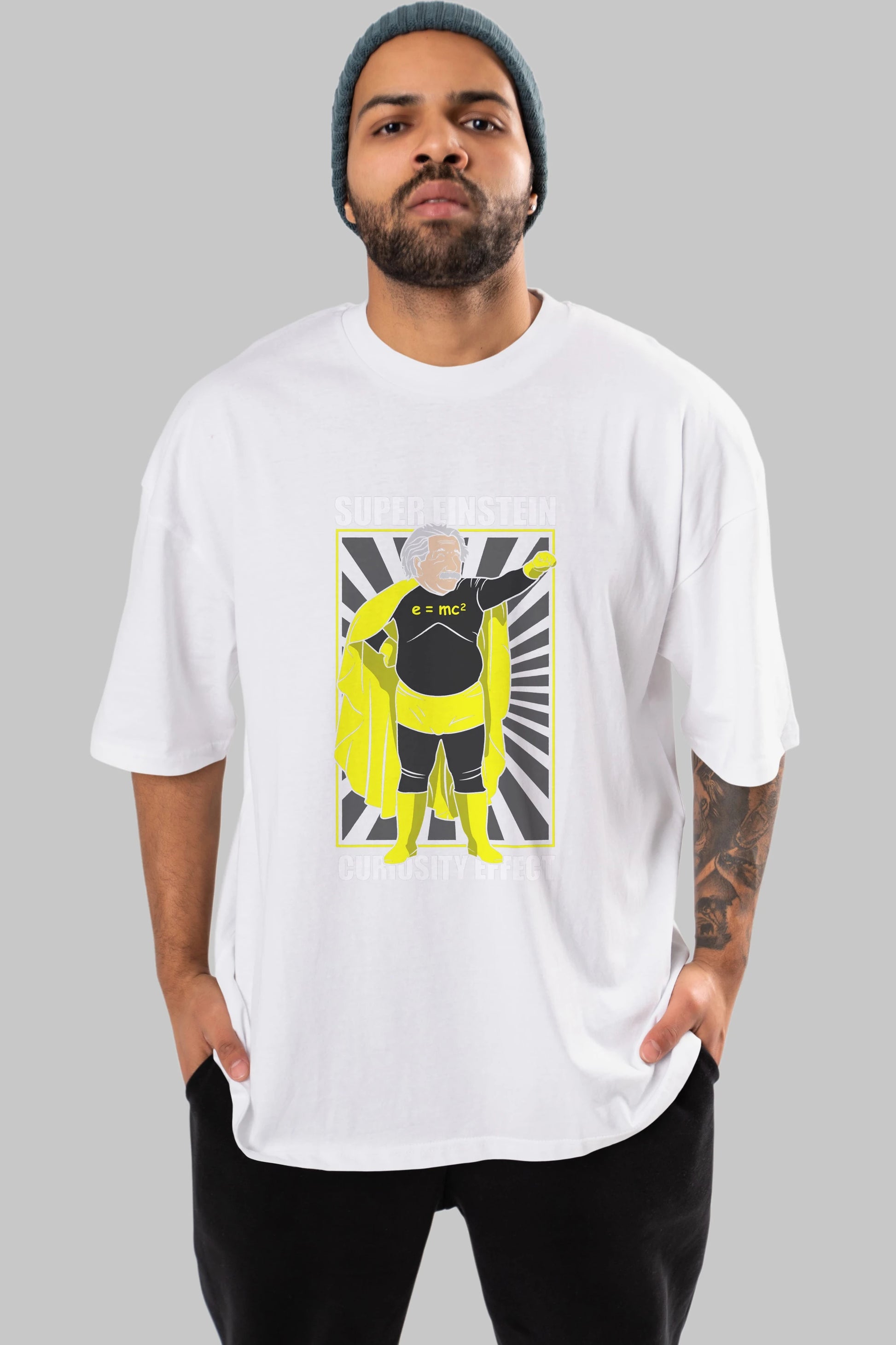 Super Einsten Ön Baskılı Oversize t-shirt Erkek Kadın Unisex %100 Pamuk tişort
