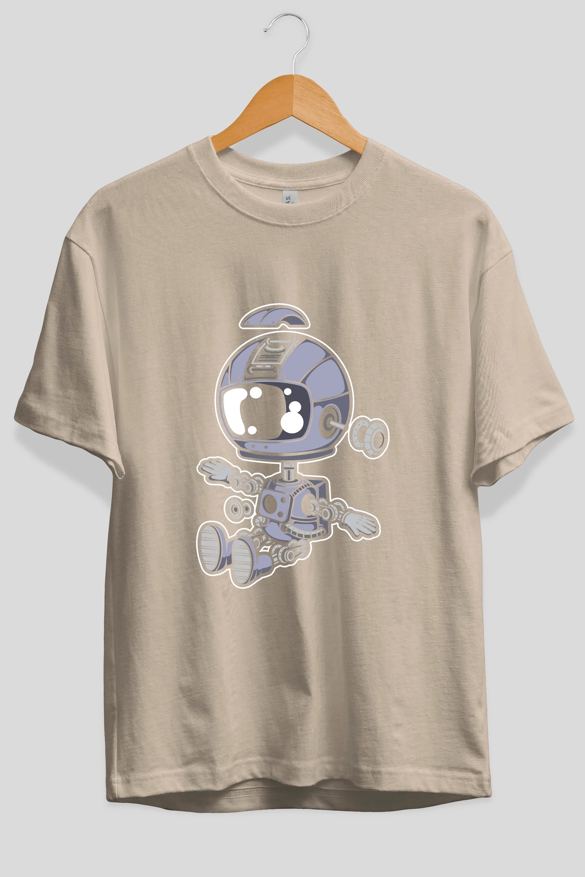 Astronaut Robot Ön Baskılı Oversize t-shirt Erkek Kadın Unisex